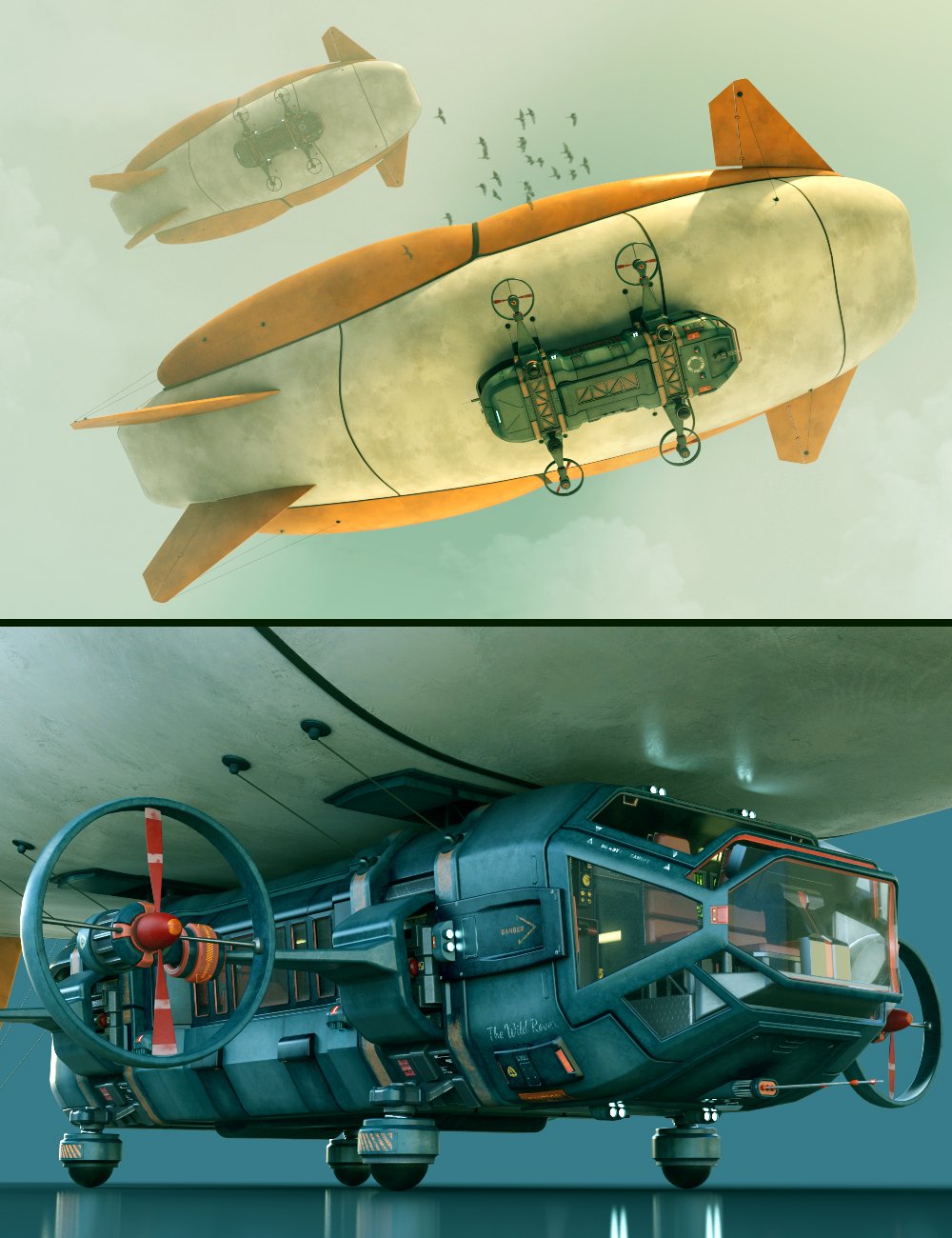 The Wild Rover Airship by: The DigiVault, 3D Models by Daz 3D