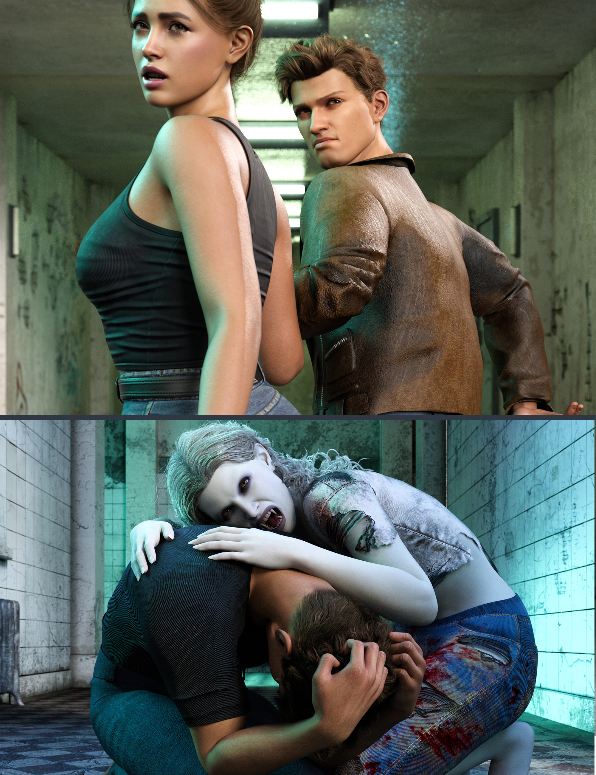 Z Twilight Dwellers Couple Poses for Genesis 9 and 8 by: Zeddicuss, 3D Models by Daz 3D