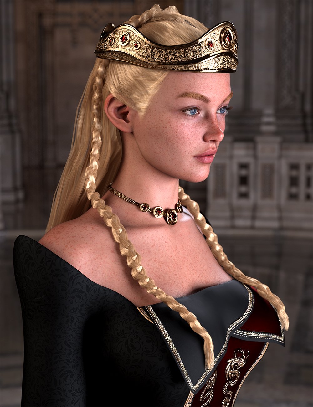Fantasy Queen Hair for Genesis 8, 8.1 and 9 Females by: Val3dartbiuzpharb, 3D Models by Daz 3D