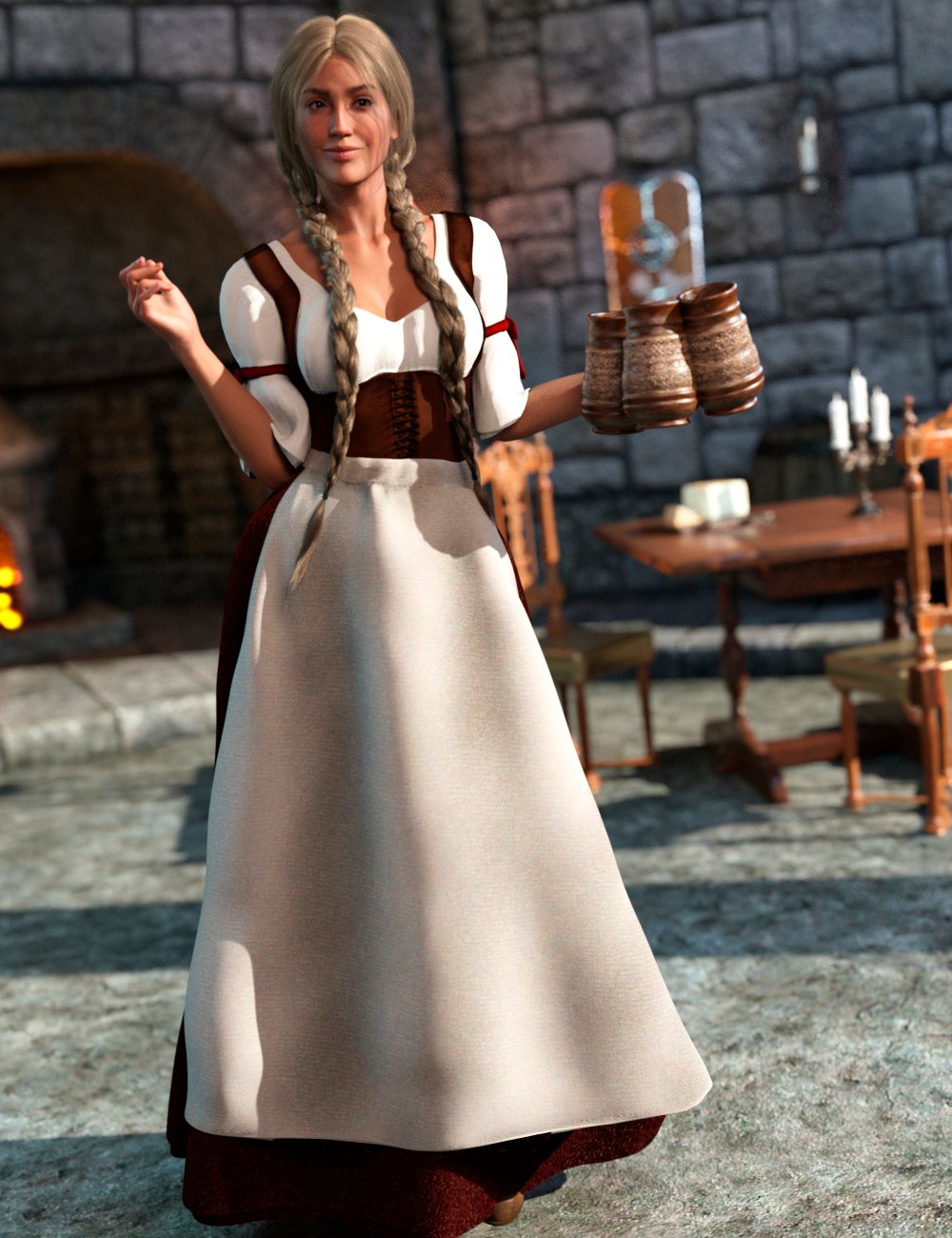 dForce Tavern Maid for Genesis 9 by: Larisha, 3D Models by Daz 3D