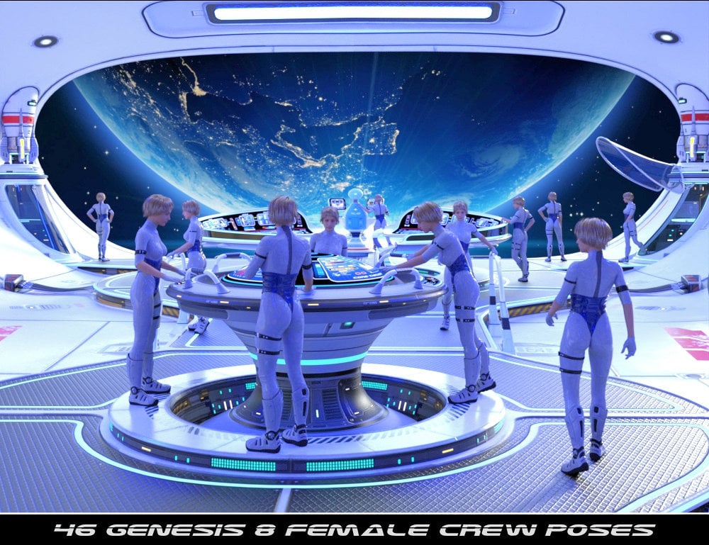 The Command Deck Crew Poses For Genesis 8 And 9 | Daz 3D