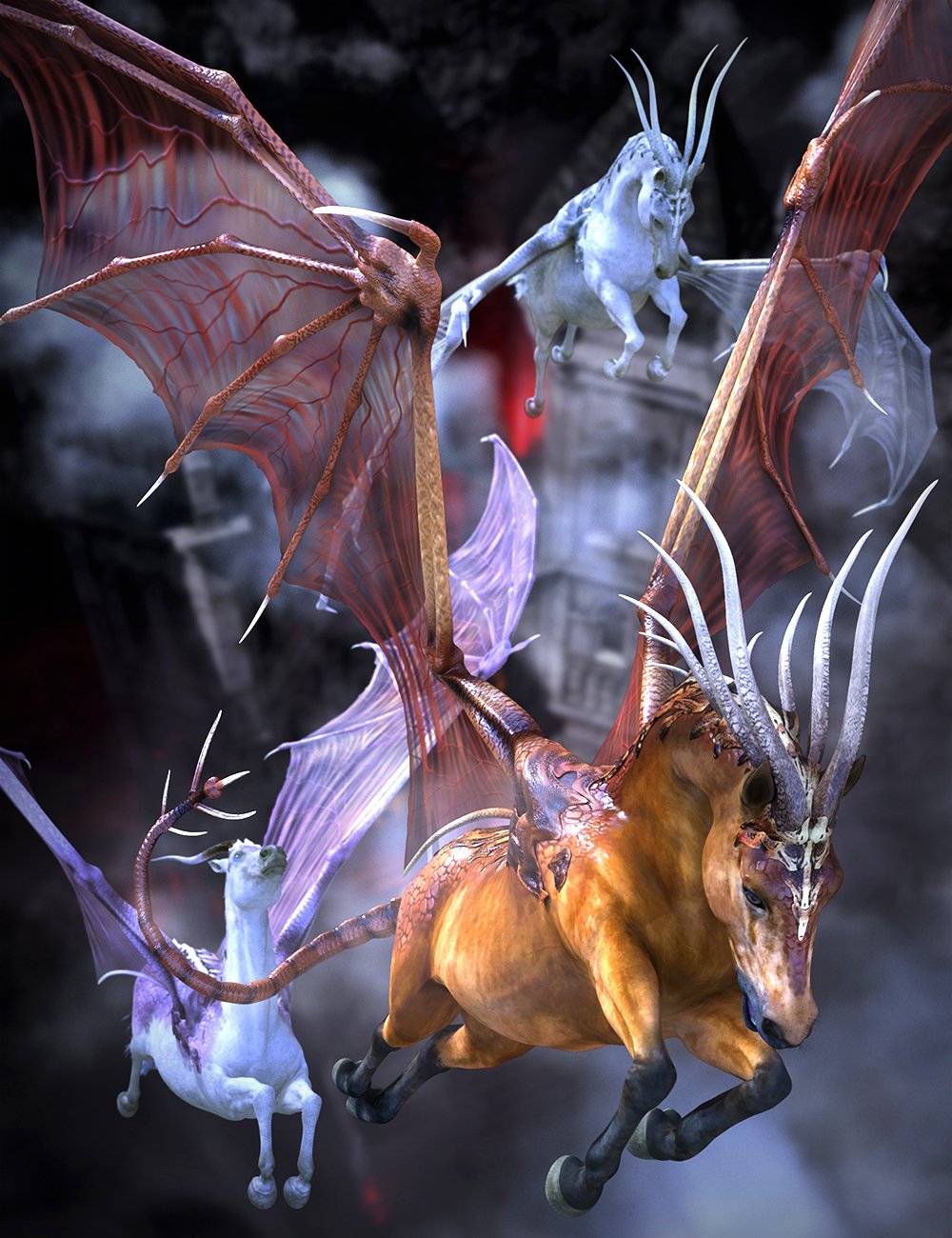 dForce Demon Horse for the Daz Horse 3 by: Arki, 3D Models by Daz 3D