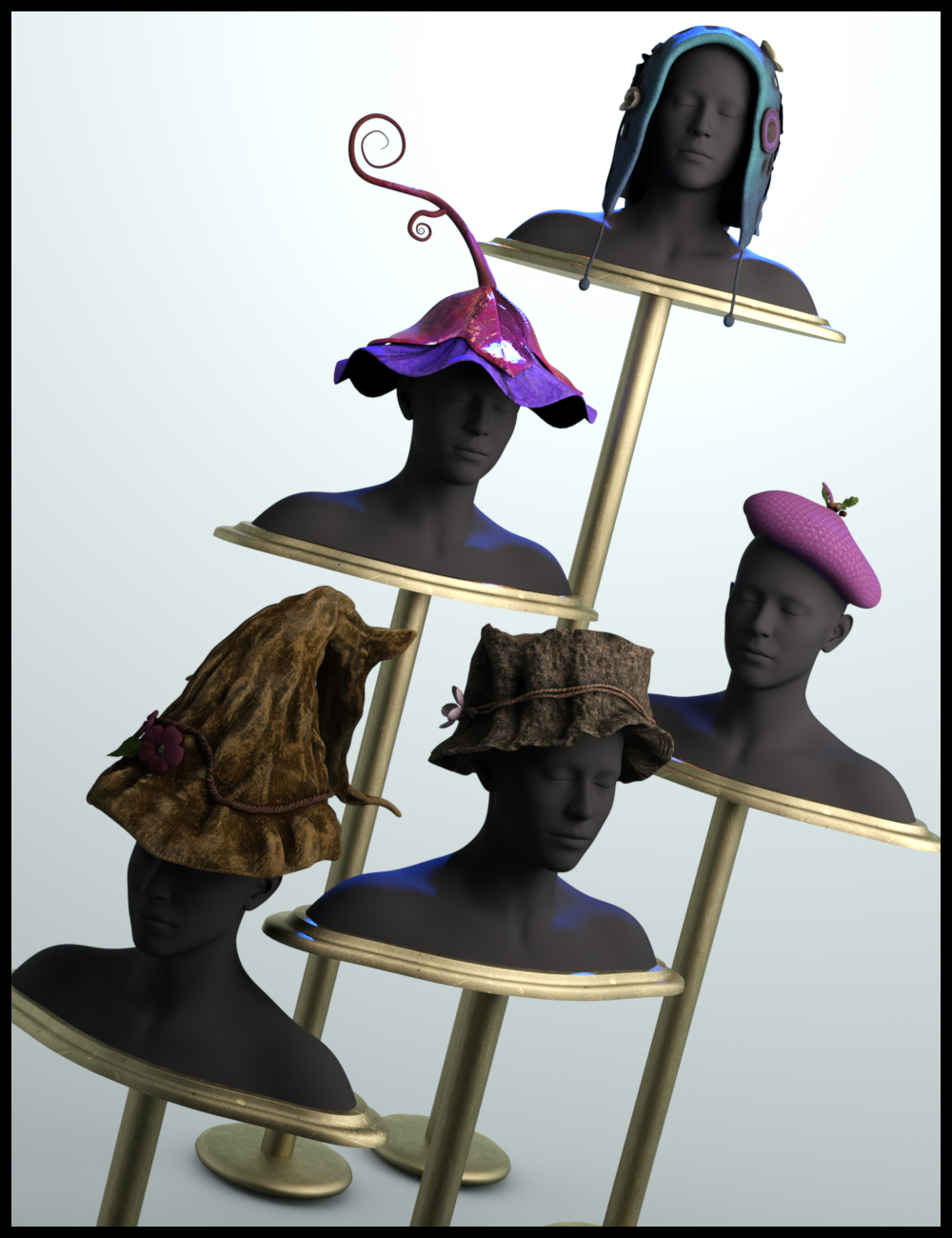ND Fantasy Hats for Genesis 9 by: Nathy Design, 3D Models by Daz 3D