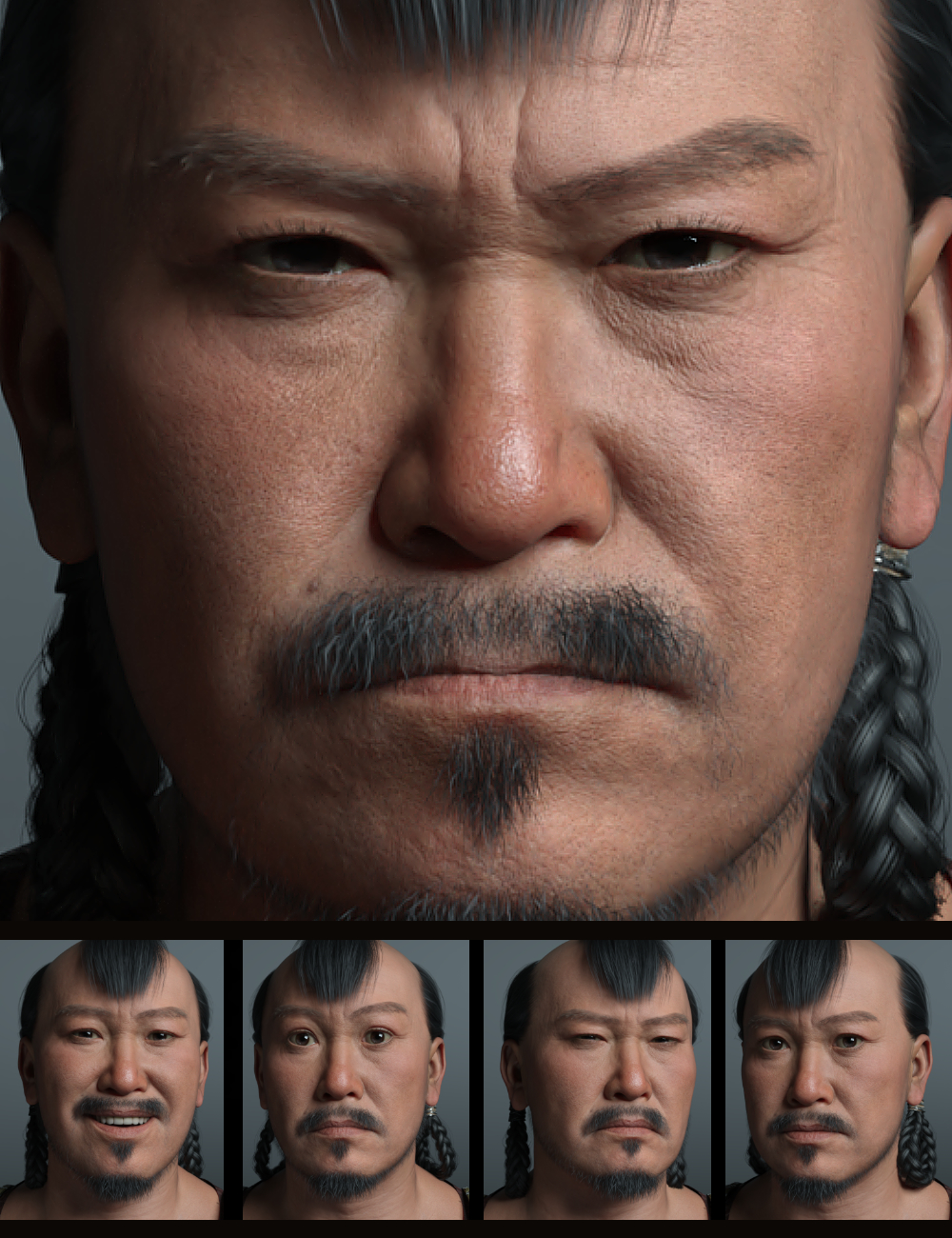 The Expression Collection for Genghis Khan 9 by: Quixotry, 3D Models by Daz 3D