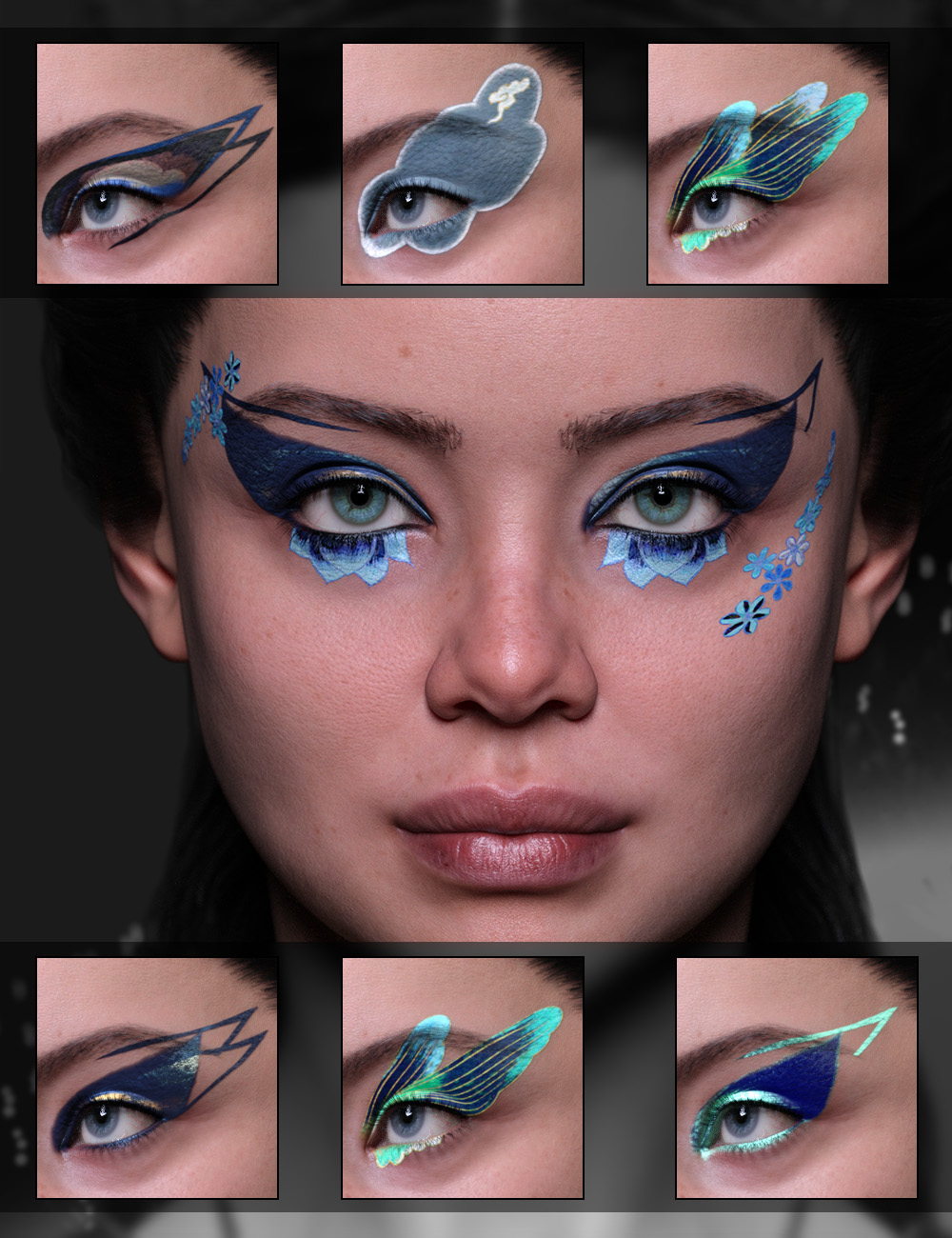 Eye Of The Lotus Genesis 9 Eye Makeup Builder by: ForbiddenWhisperschevybabe25, 3D Models by Daz 3D