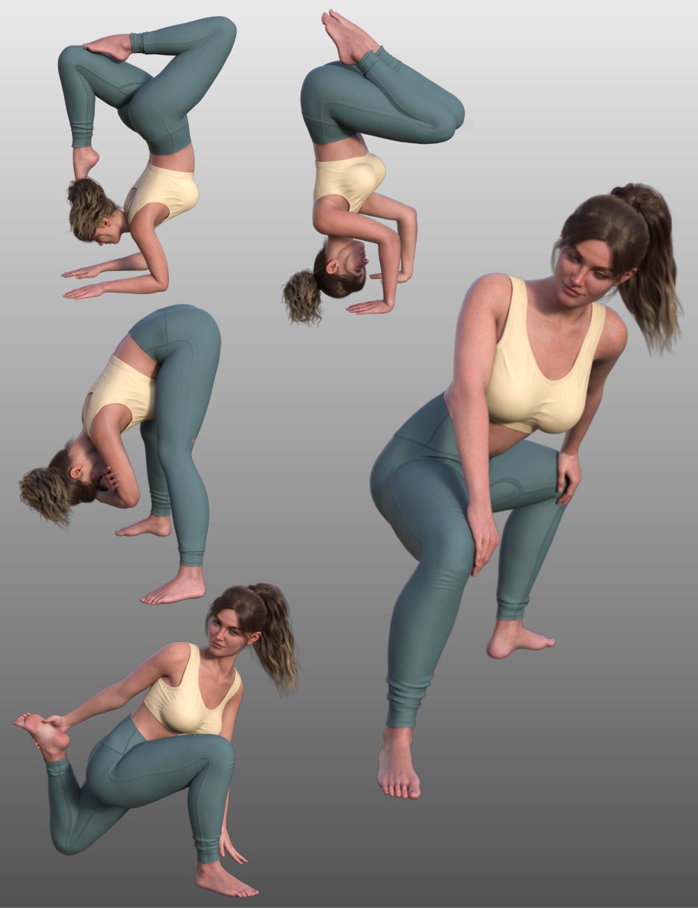 Yoga - 50 HQ poses and stuff for V4 3D Figure Assets hameleon