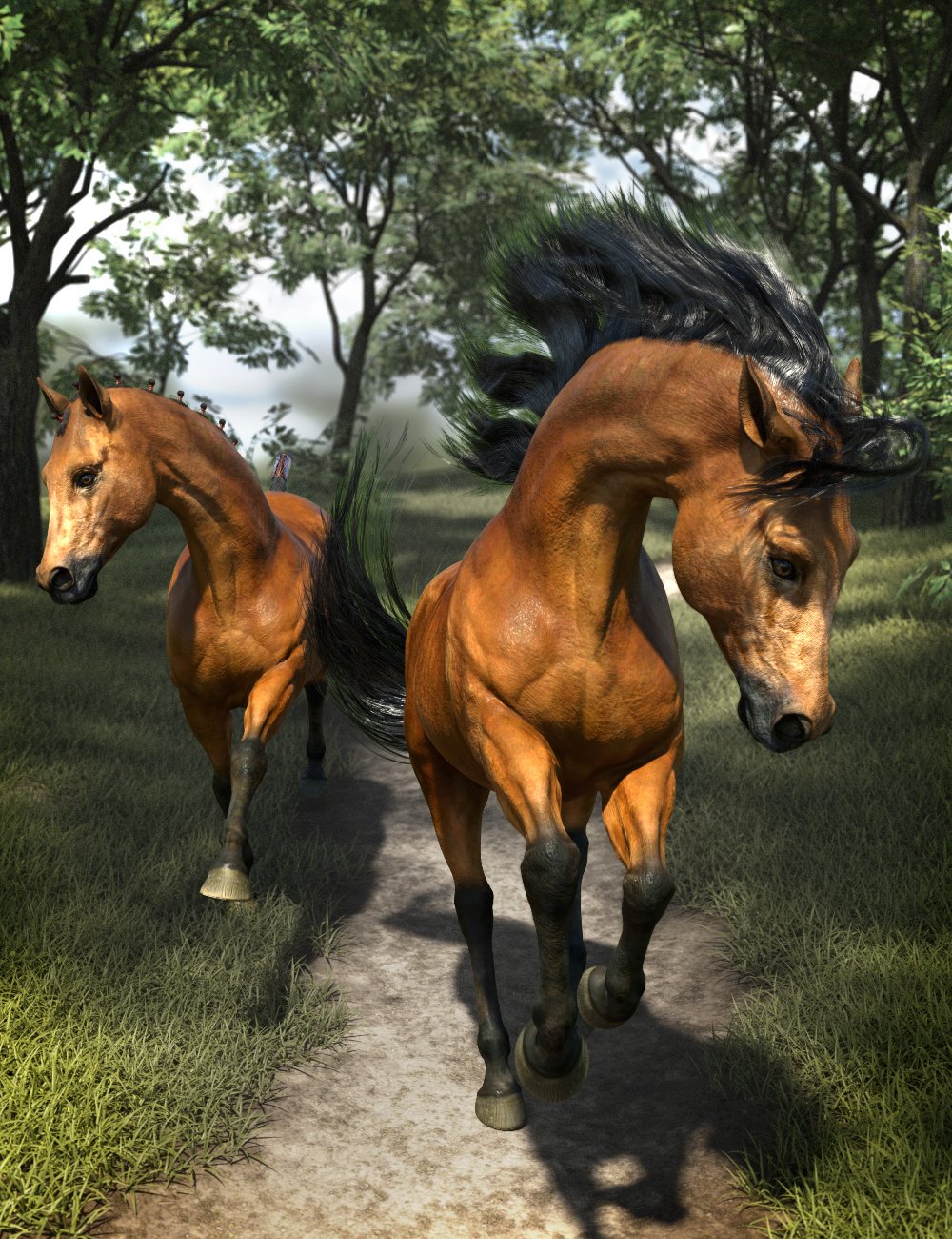 dForce Horse Hair for the Daz Horse 3 by: Arki, 3D Models by Daz 3D