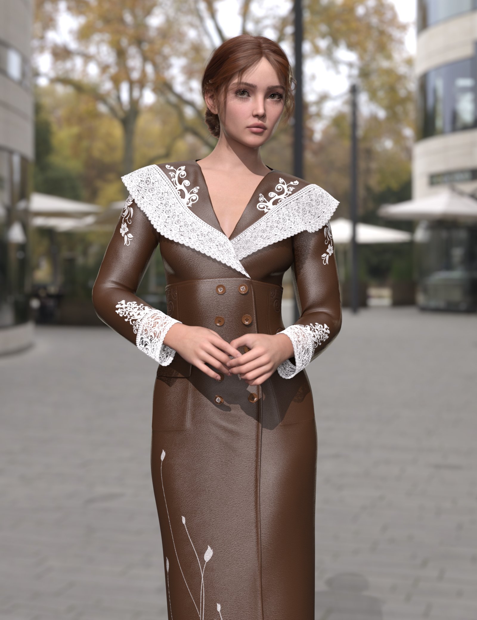 dForce MK Lace Leather Dress for Genesis 9 by: wsmonkeyking, 3D Models by Daz 3D