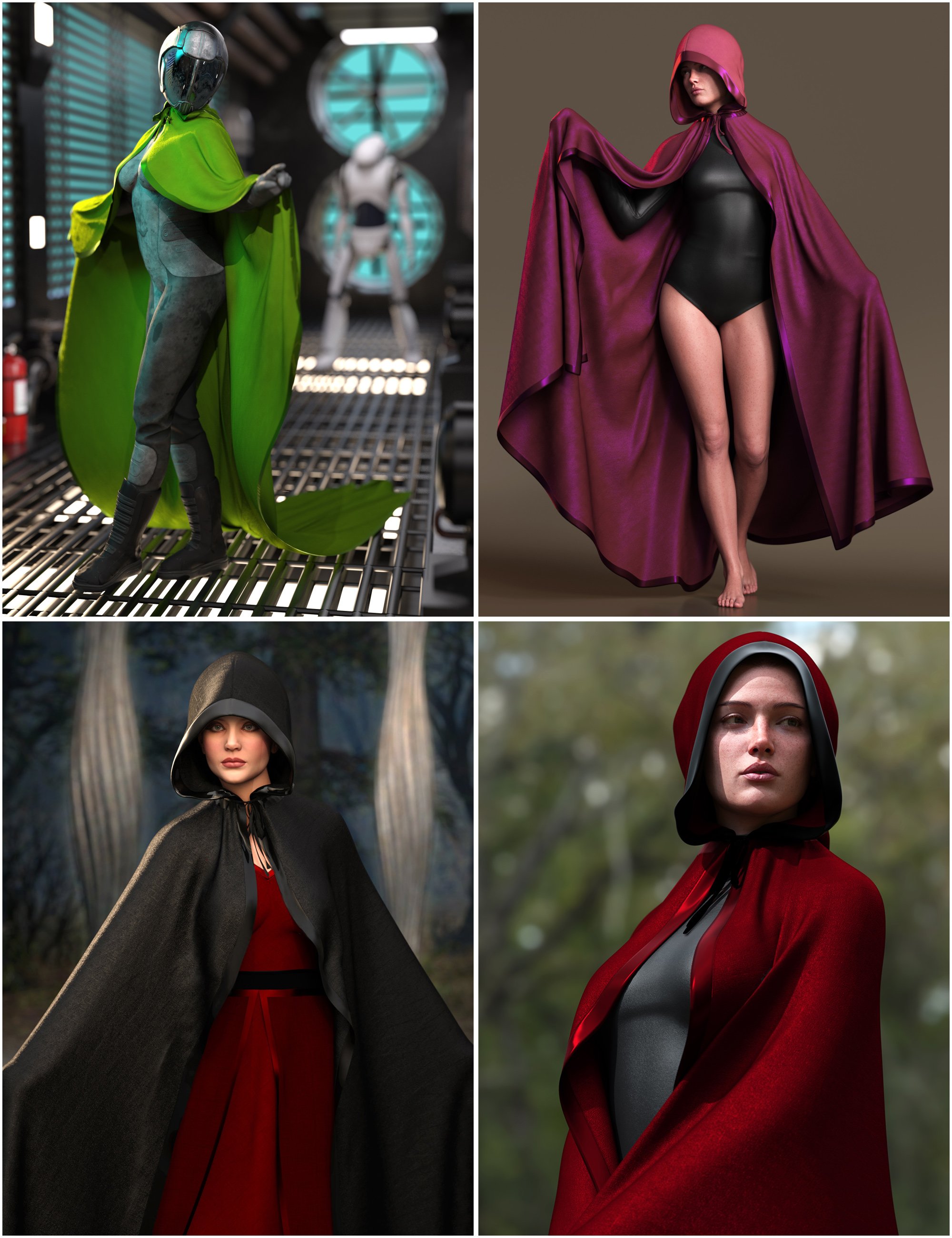 dForce Capes of Fantasy for Genesis 9 by: outoftouch, 3D Models by Daz 3D