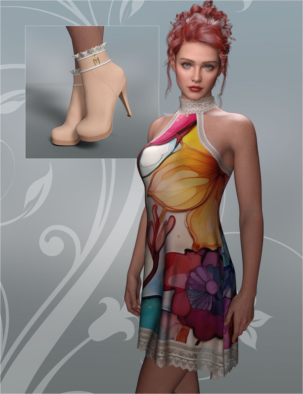 dForce Melanie Outfit for Genesis 9 by: BelladzinesPandyGirl, 3D Models by Daz 3D