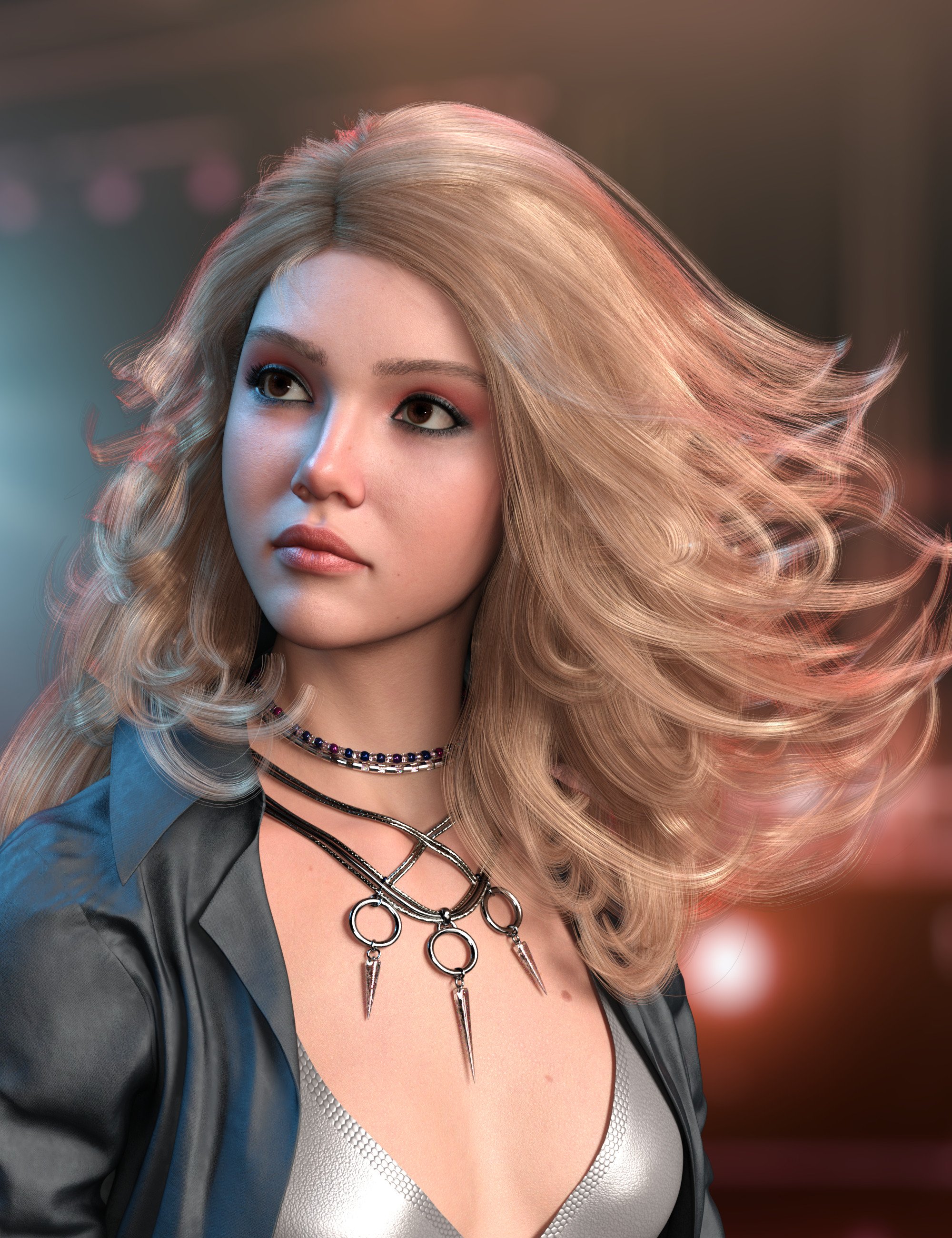 Lilii Borea Hair for Genesis 9, 8 and 8.1 Female by: Akhelloos, 3D Models by Daz 3D
