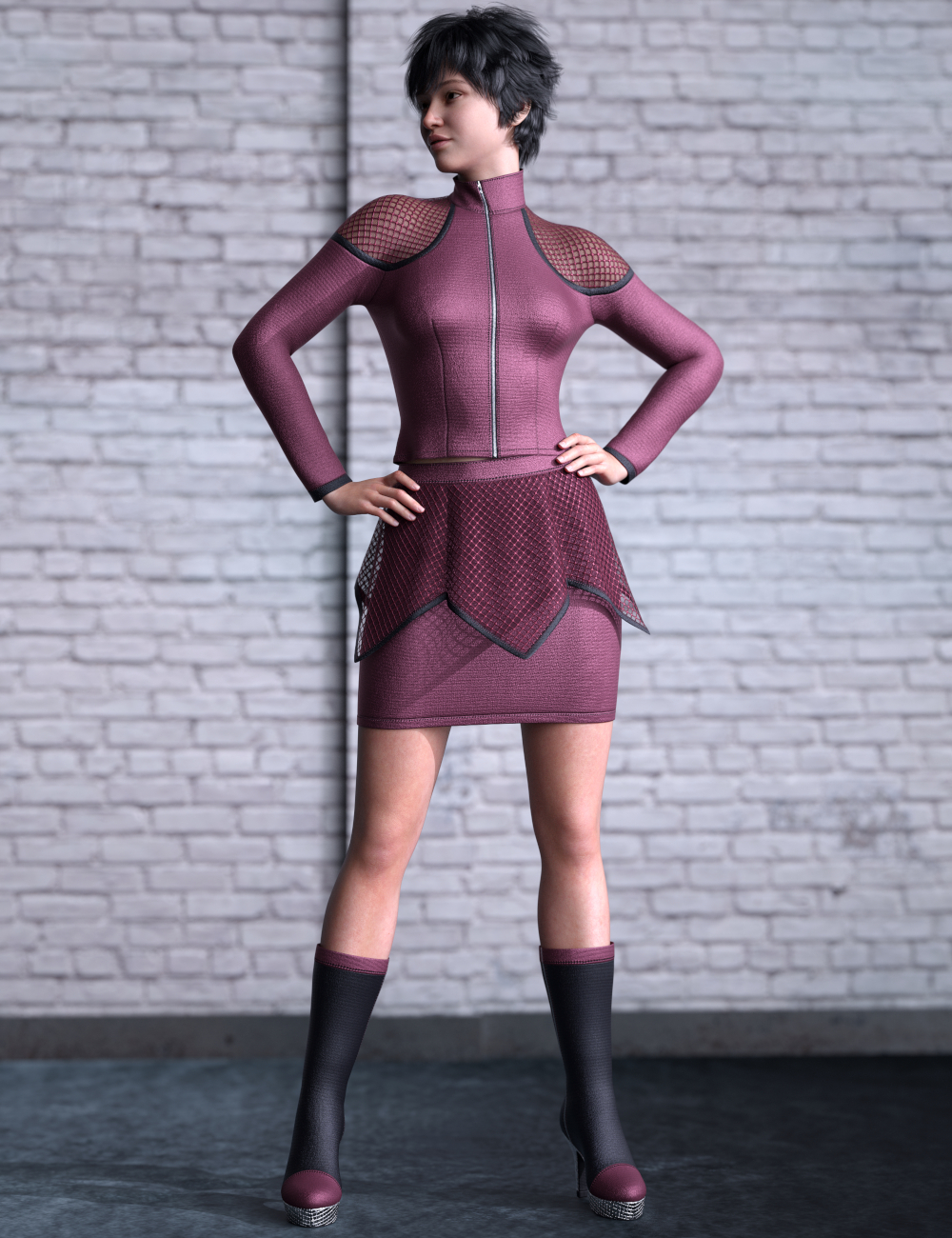 dForce Future Fashion Outfit for Genesis 9 by: Leviathan, 3D Models by Daz 3D