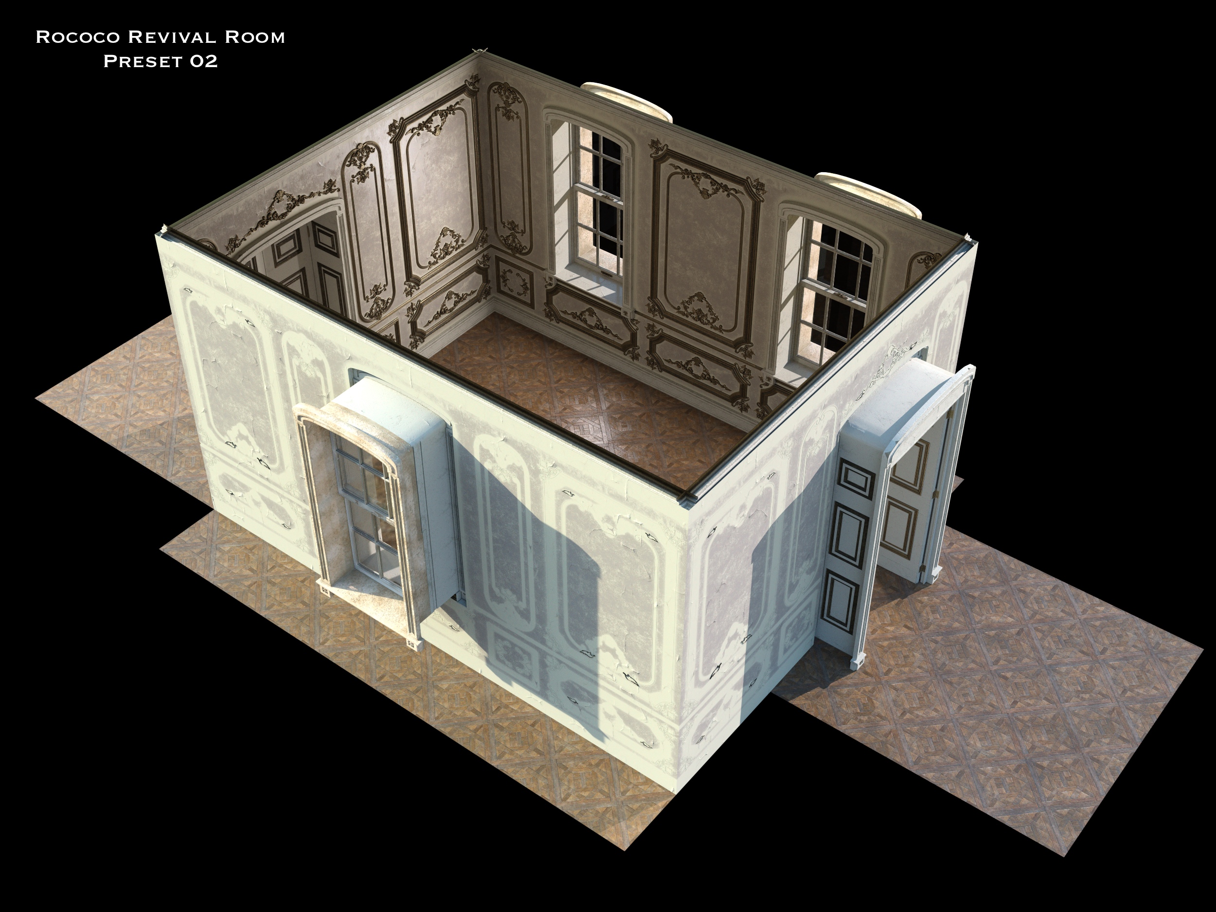 Rococo Revival Walls Vignette Kit | Daz 3D