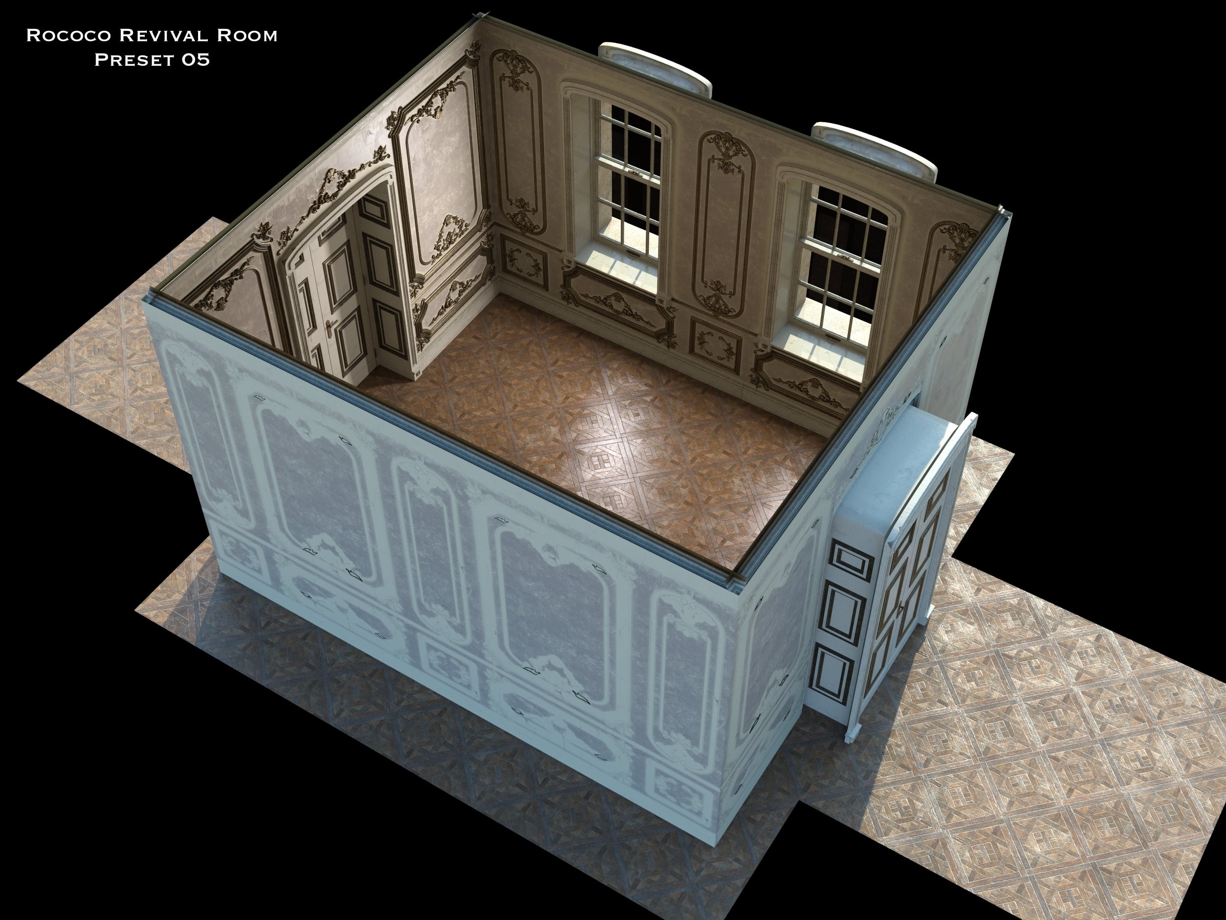 Rococo Revival Walls Vignette Kit | Daz 3D