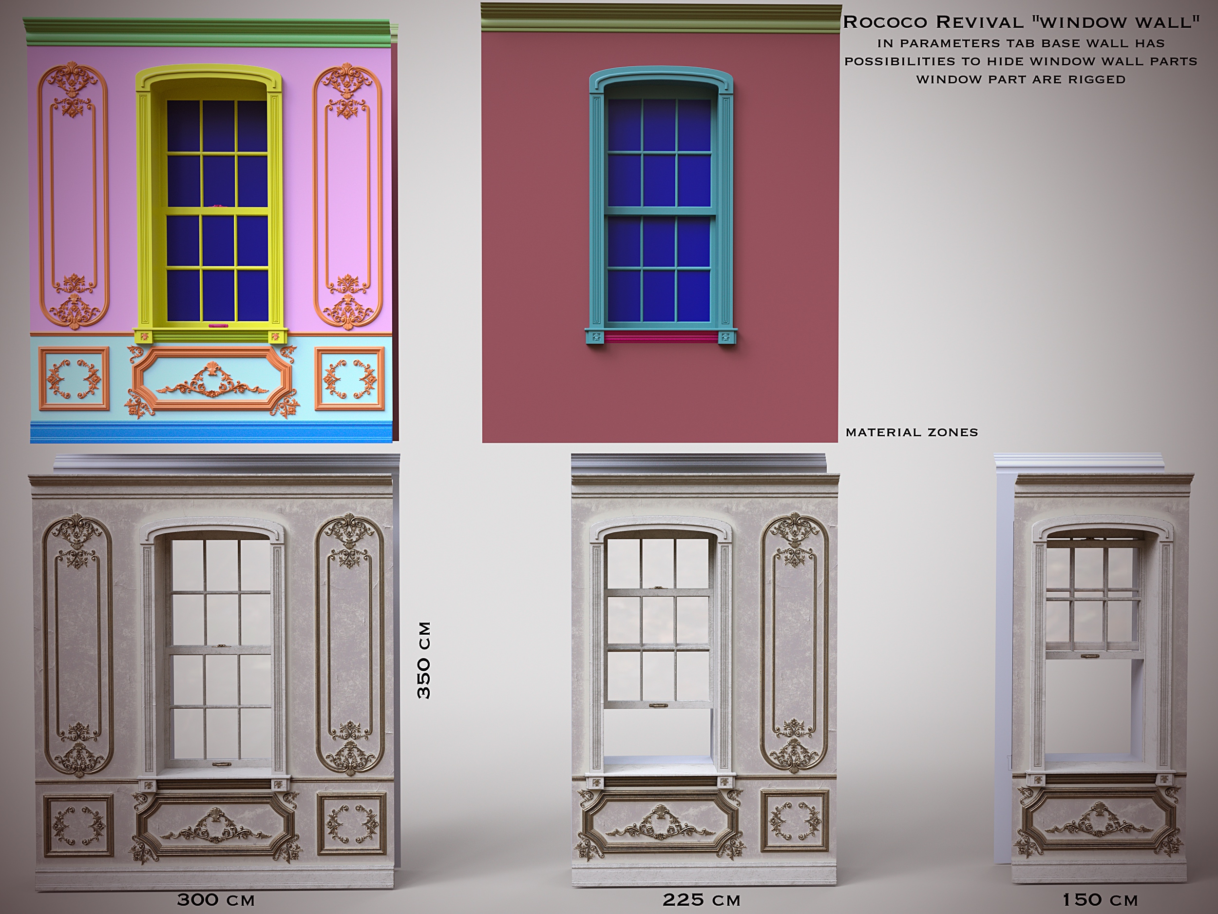 Rococo Revival Walls Vignette Kit | Daz 3D