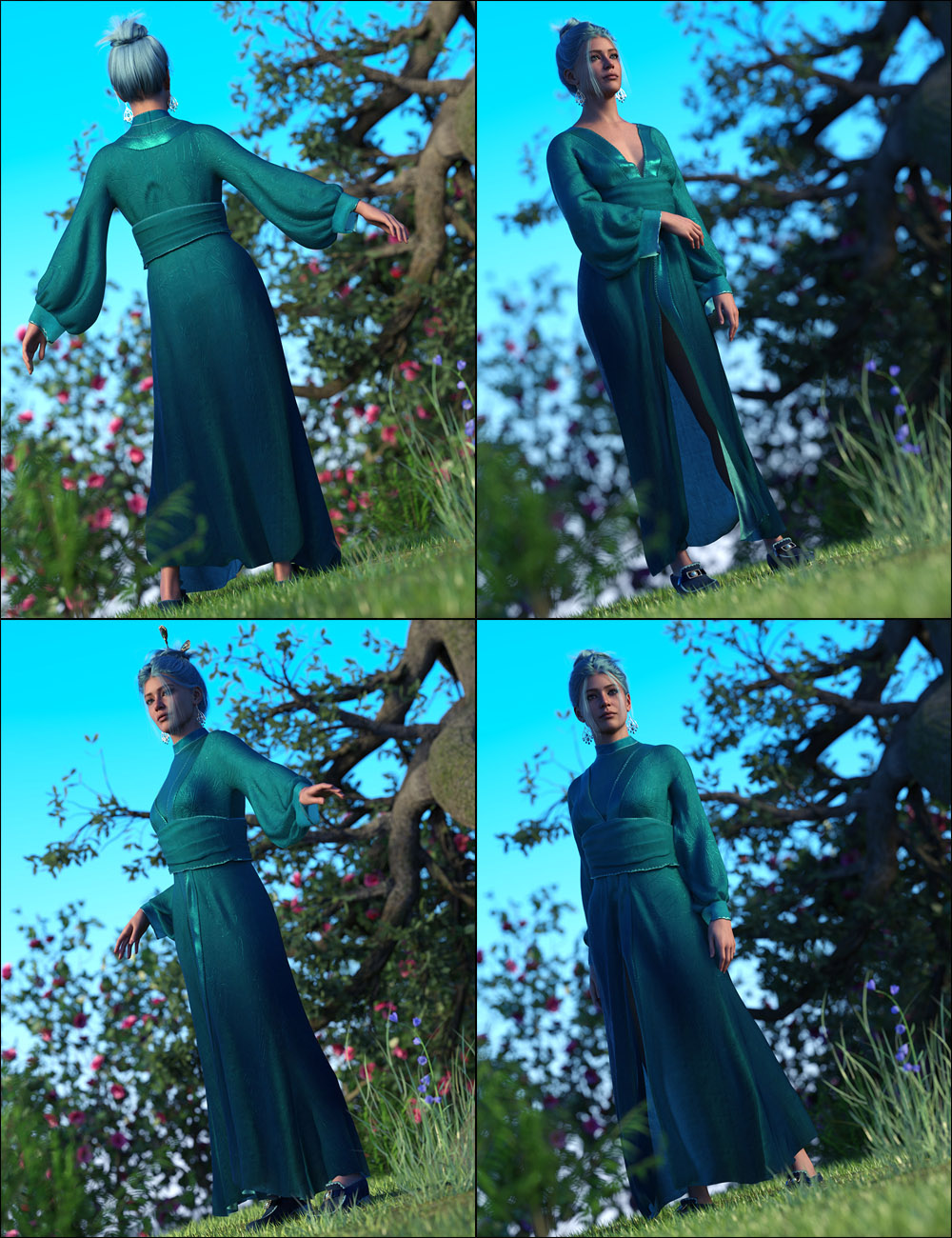 dForce Madame Bleu Outfit for Genesis 9 Feminine by: ForbiddenWhispersLyrra Madril, 3D Models by Daz 3D