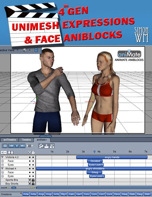 Expression and Face aniBlocks by: SimonWM, 3D Models by Daz 3D