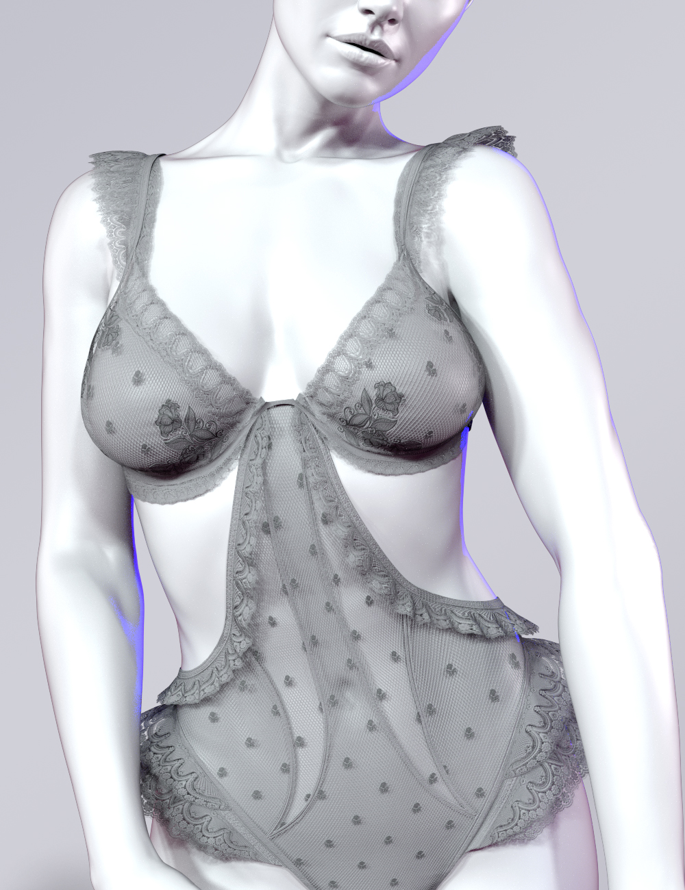 X Fashion Lace Frill Trims Bodysuit for Genesis 9 by: xtrart-3d, 3D Models by Daz 3D