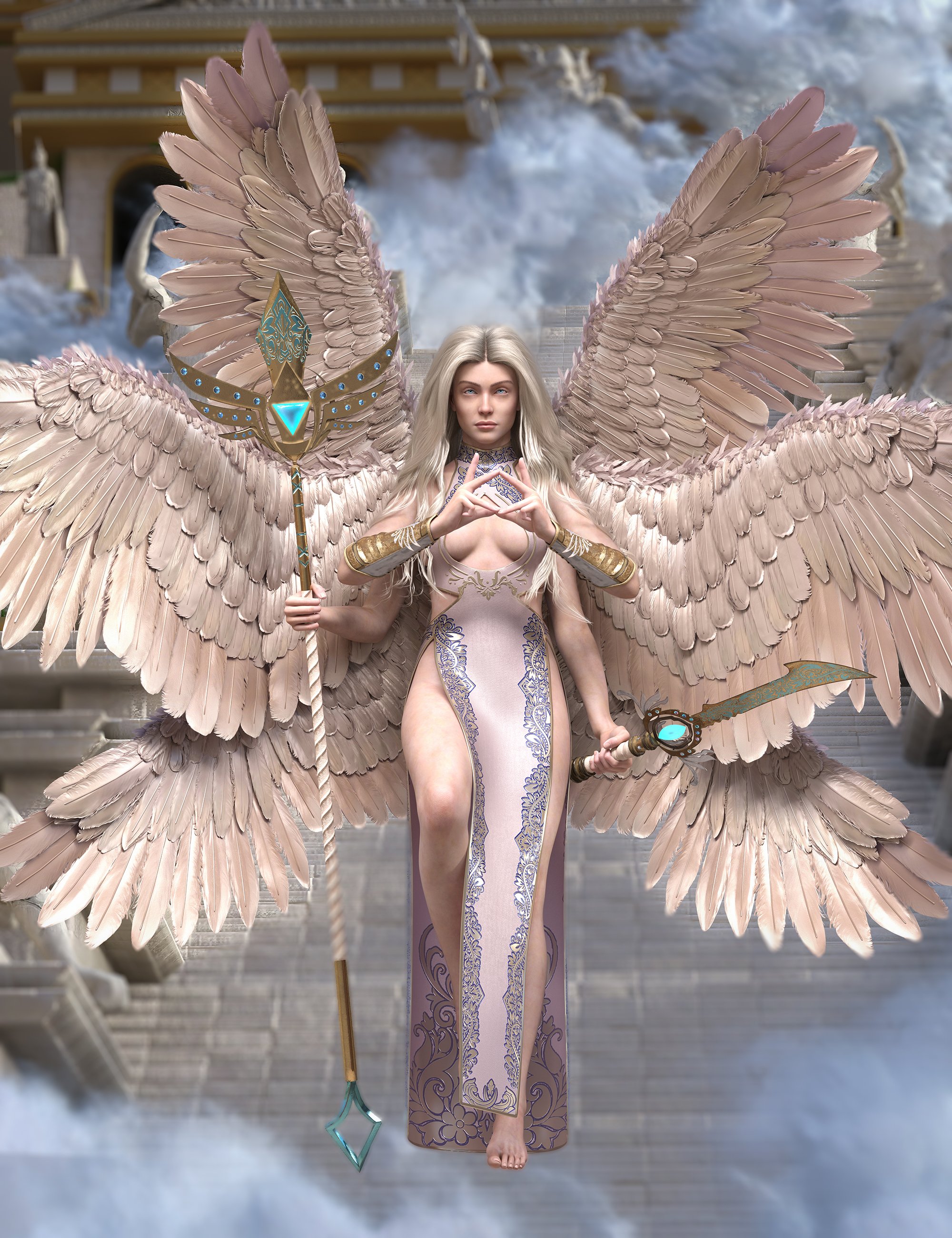 Celestial Angel Wearables and Wings Mega Set for Genesis 9 by: Otart, 3D Models by Daz 3D