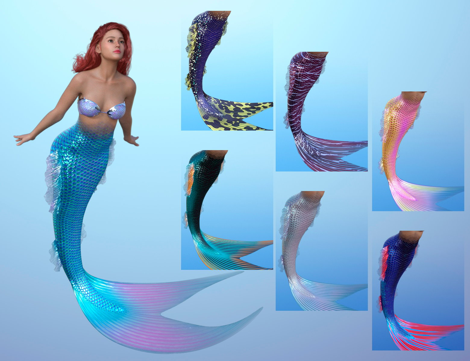 Royal Waves Tail and Poses for Genesis 9 Feminine | Daz 3D