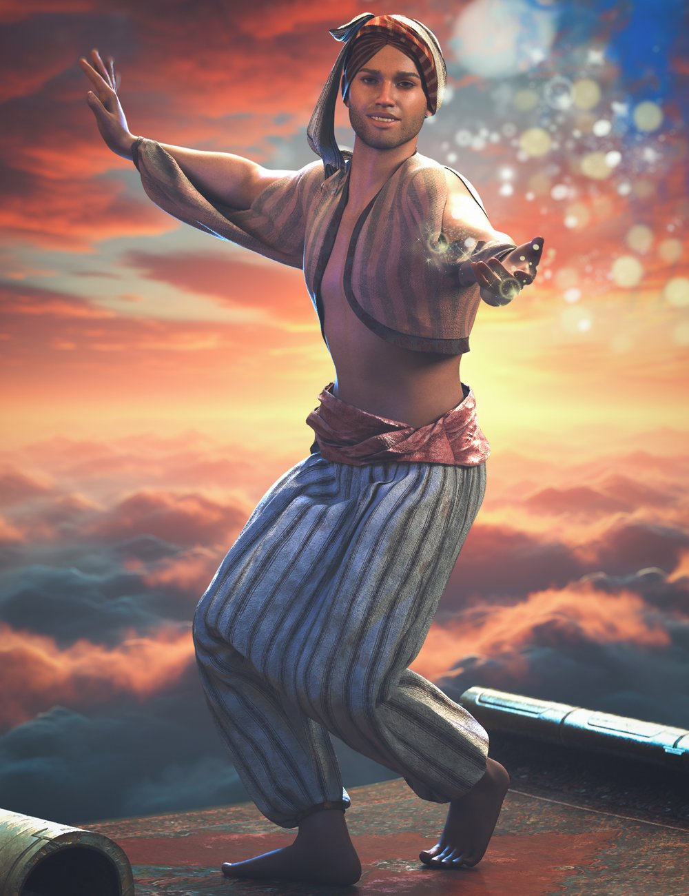 dForce Aladdin Outfit for Genesis 9 by: Ansiko, 3D Models by Daz 3D