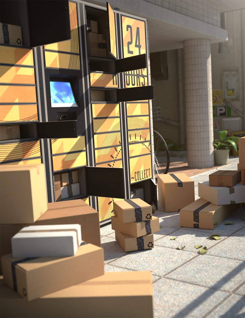 Parcel Lockers and Boxes by: Censored, 3D Models by Daz 3D