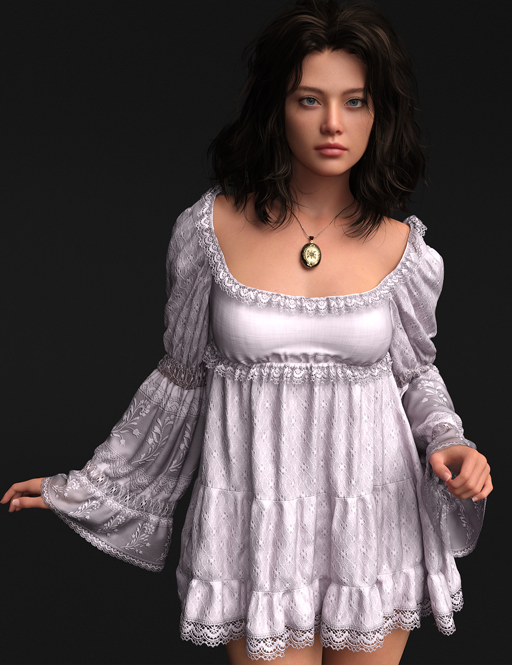 Diverse Add-on for the dForce Romantic Short Dress by: antjeadarling97, 3D Models by Daz 3D