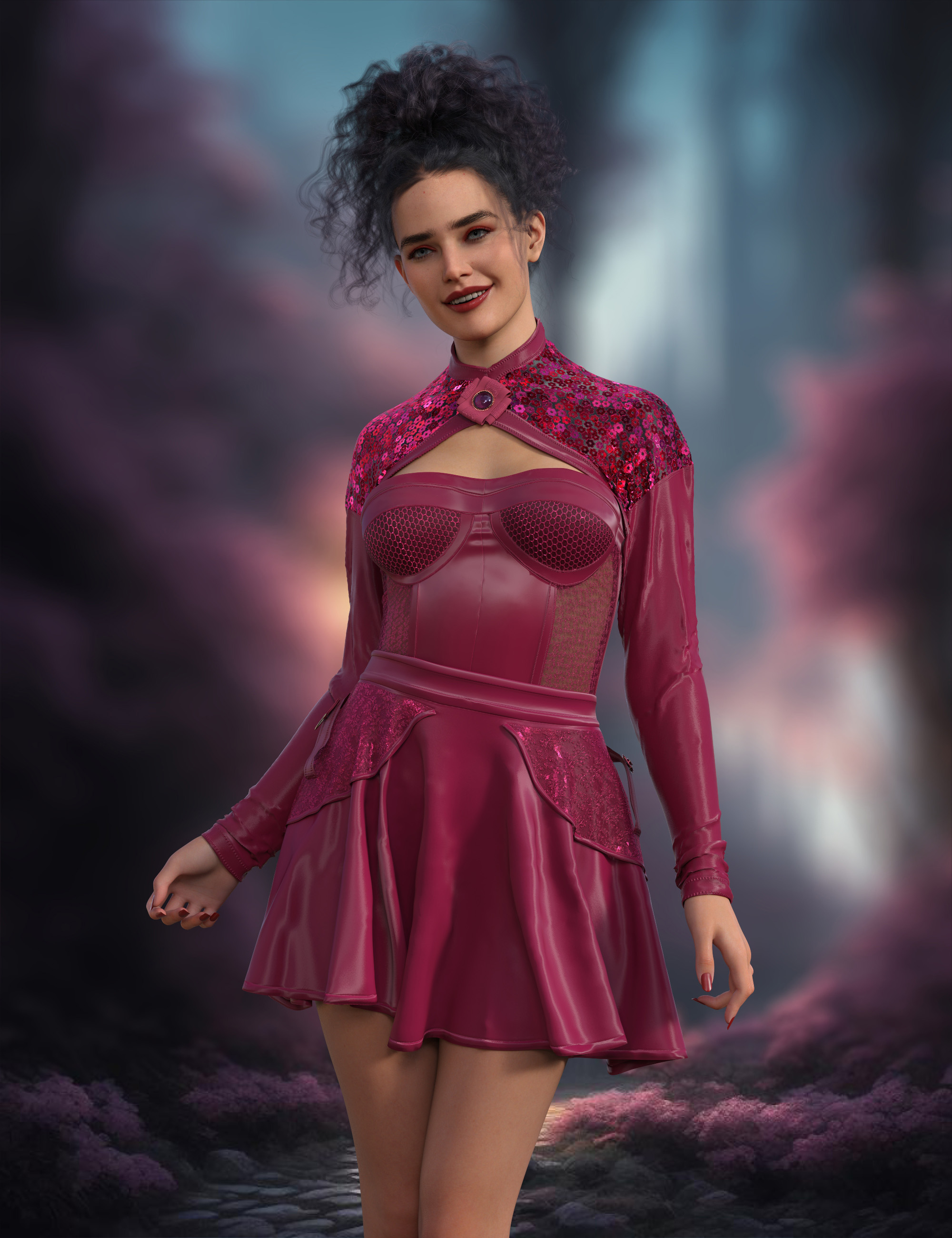 dForce Temptress Outfit for Genesis 9 by: Nelmi, 3D Models by Daz 3D