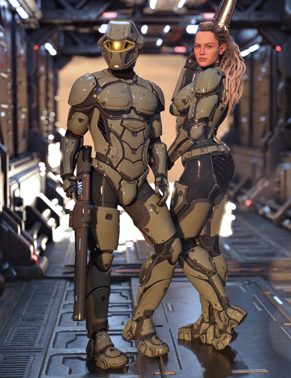 ZK Brau Sci-Fi Armor for Genesis 9 by: ZKuro, 3D Models by Daz 3D