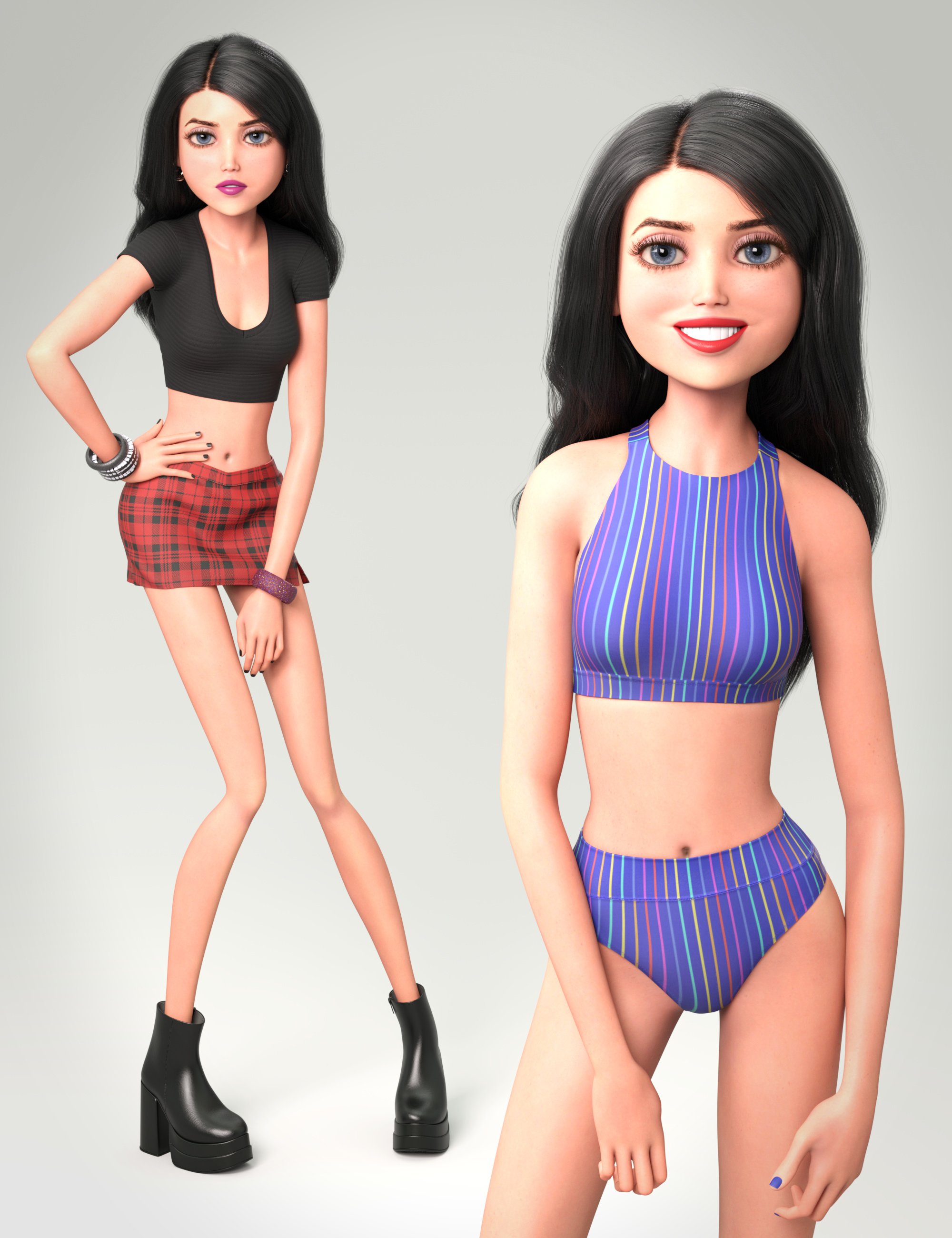 NG Stylized Skinny Girl Bundle by: NewGuy, 3D Models by Daz 3D