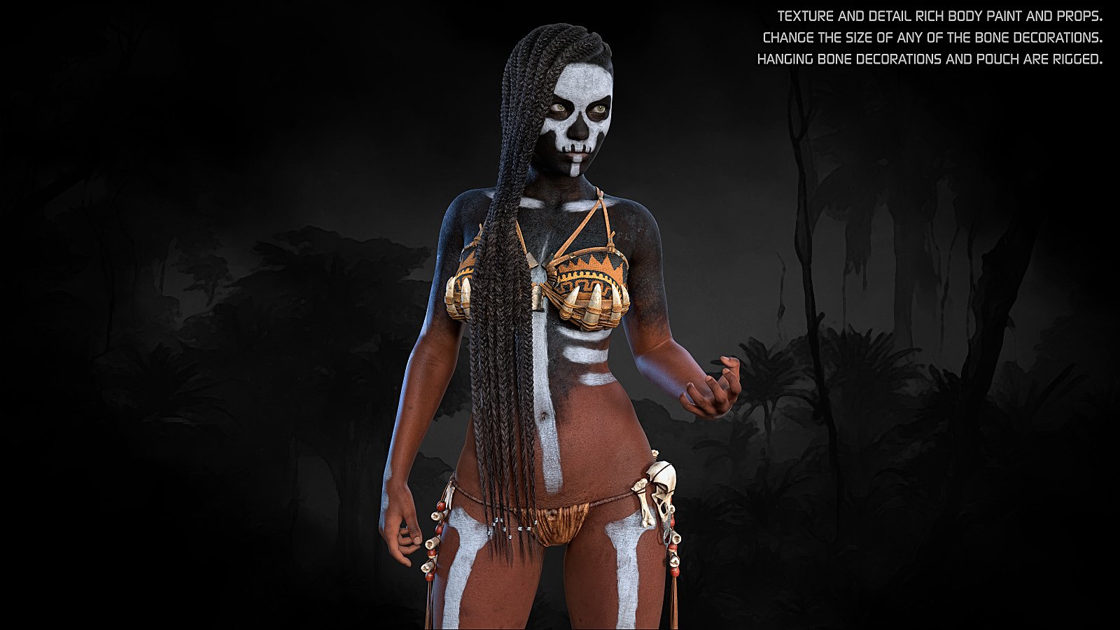 STF Tribal Witch Doctor Undies and Body Paint for Genesis 9 and Genesis 8 Female