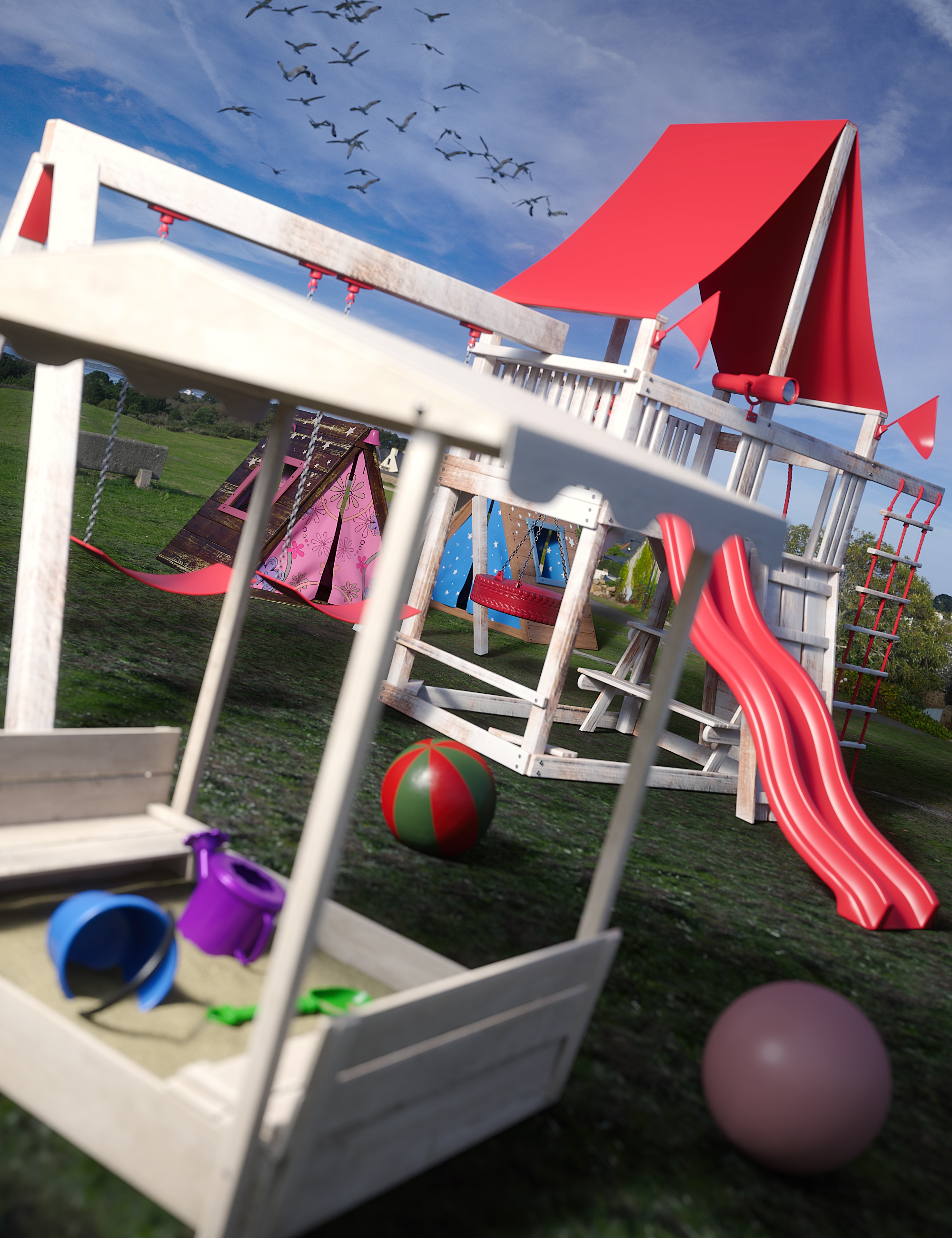 Fill Your Backyard: Playset Bundle by: , 3D Models by Daz 3D