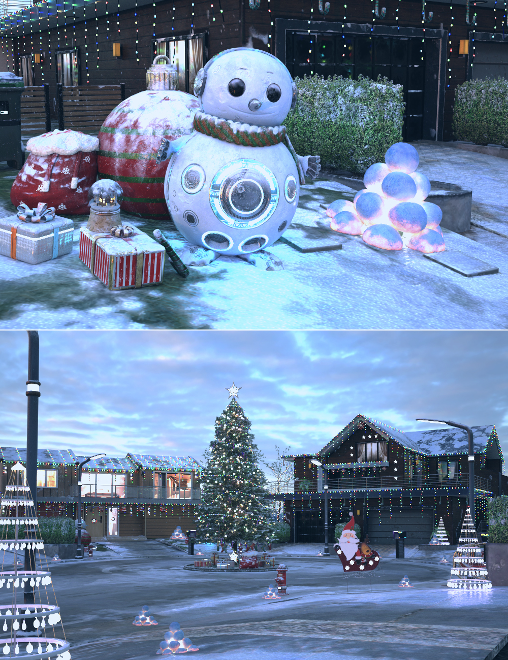 XI Futuristic Christmas Village Snow by: Xivon, 3D Models by Daz 3D