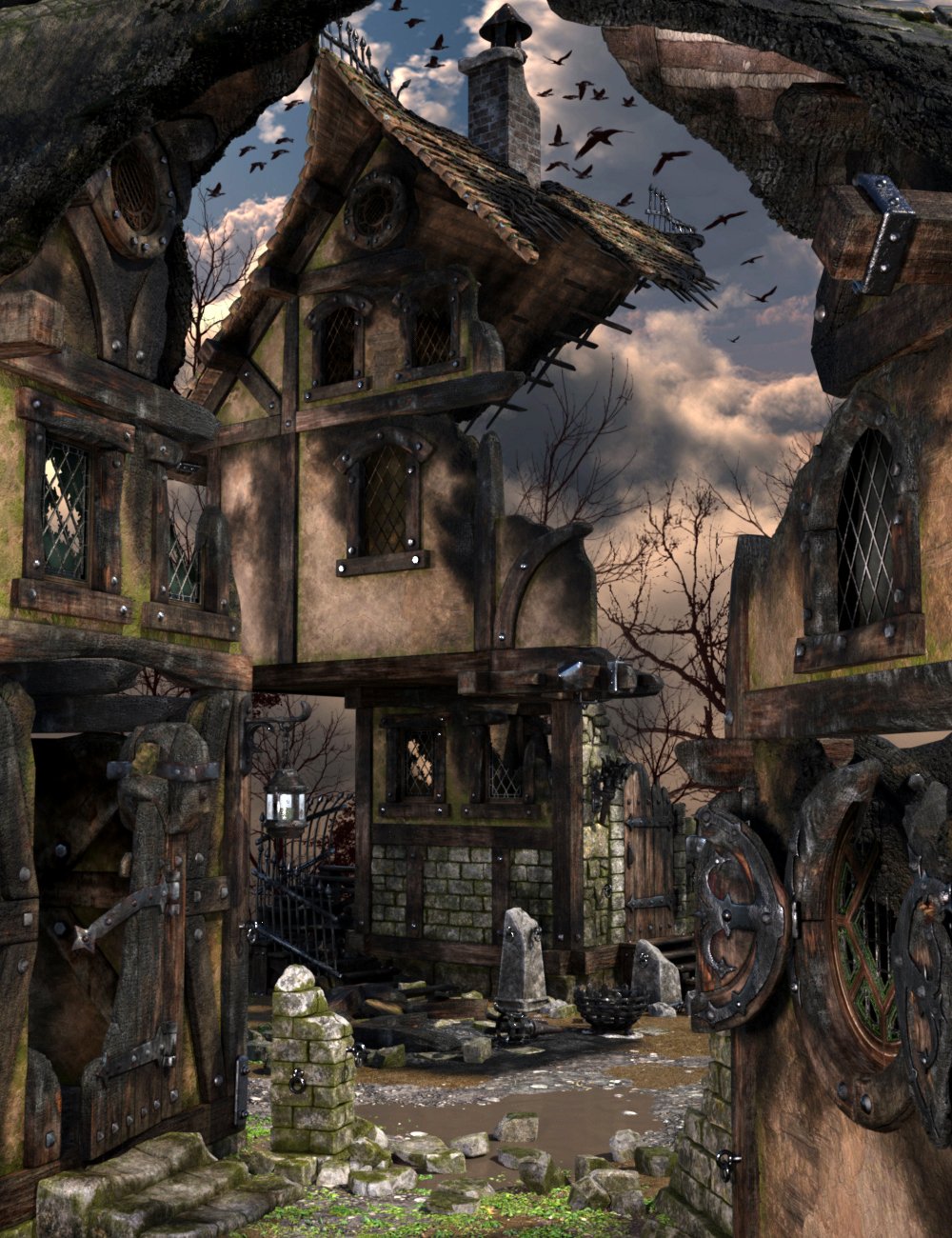 Medieval Village Destruction Kit by: The Alchemist, 3D Models by Daz 3D