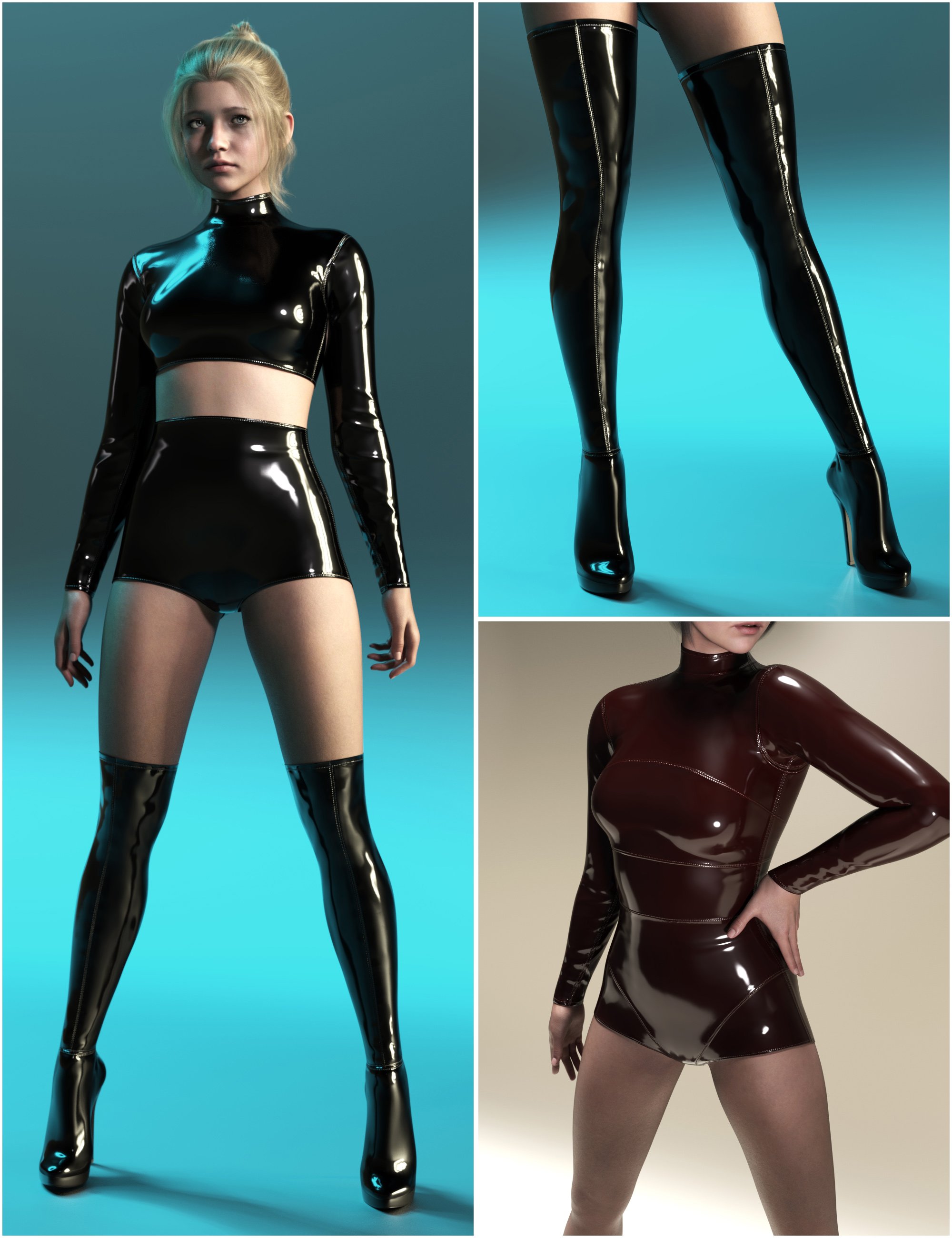 Multi-Style Bodysuit, Boots and Textures Bundle by: outoftouch, 3D Models by Daz 3D