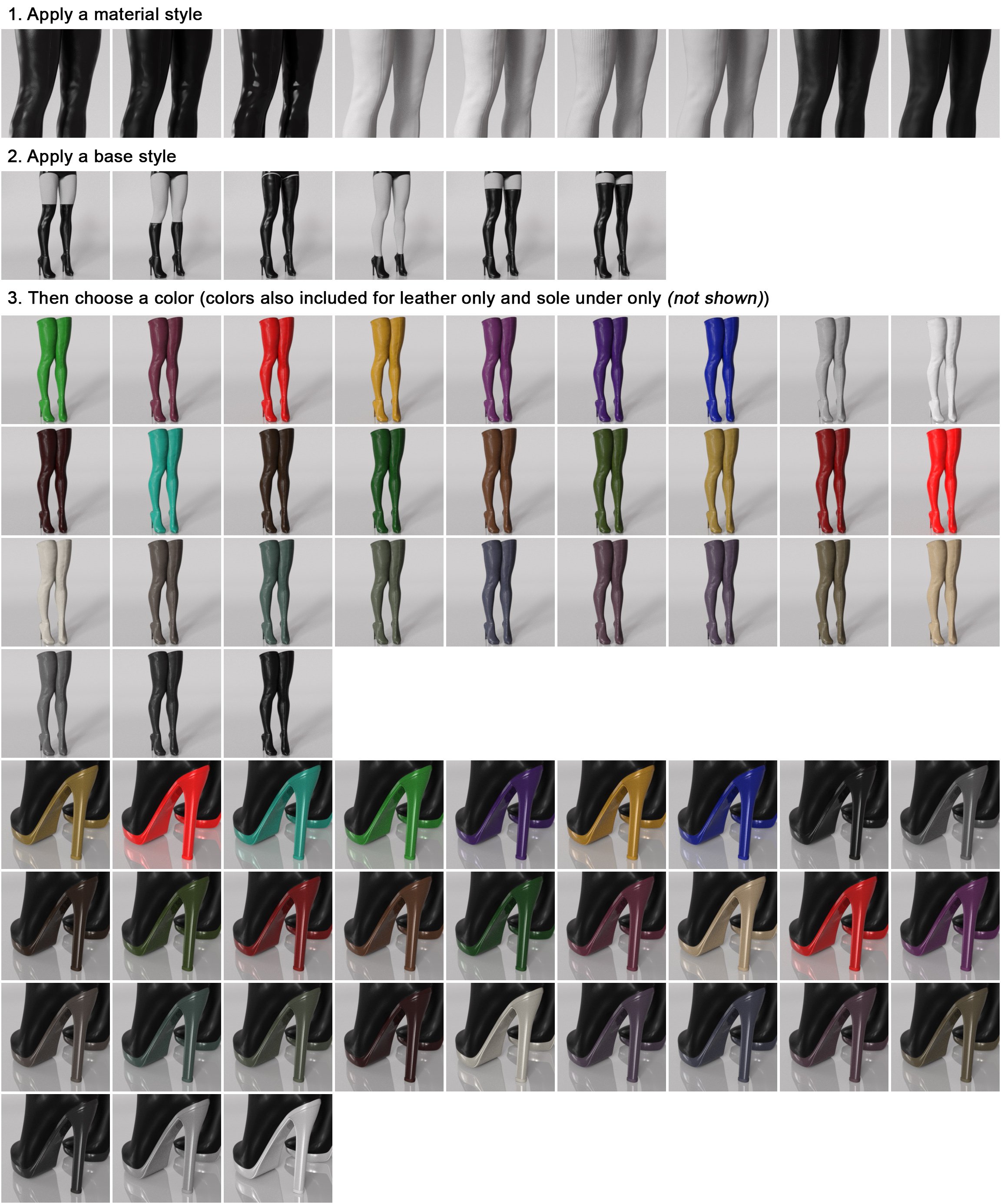 Multi-Style Bodysuit, Boots and Textures Bundle | Daz 3D