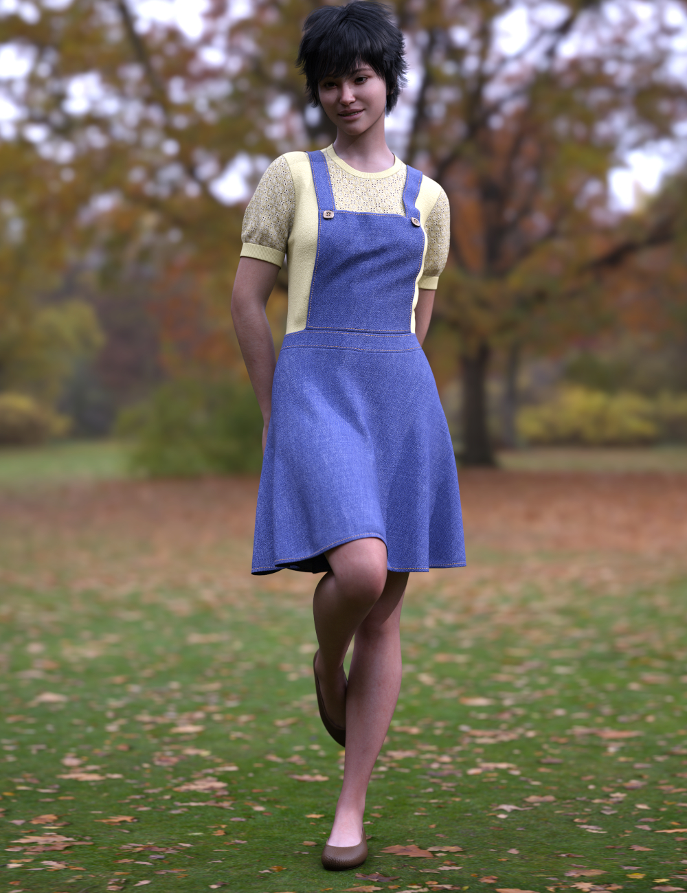 dForce Picnic Pinafore Outfit for Genesis 9 by: Leviathan, 3D Models by Daz 3D