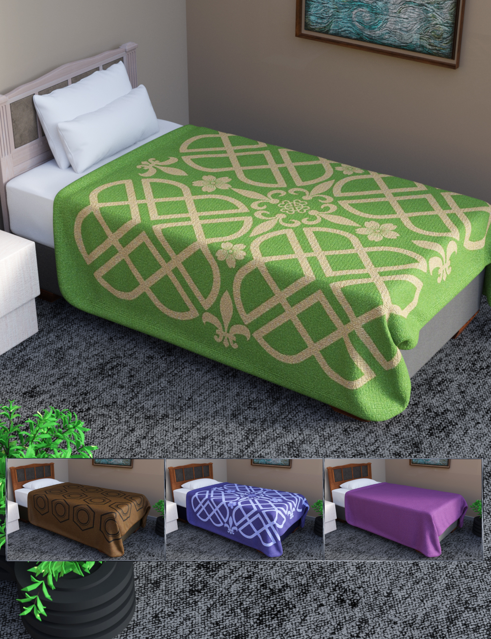 JW My Bed Props Extra Textures by: JWolf, 3D Models by Daz 3D