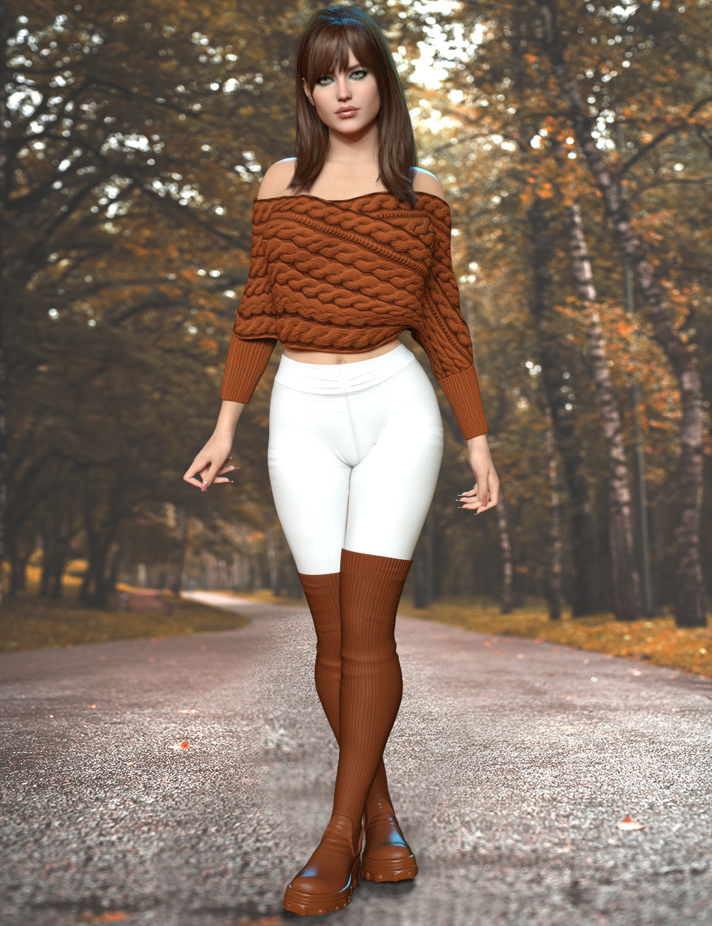 dForce X Fashion Fall Outfit for Genesis 9 by: xtrart-3d, 3D Models by Daz 3D