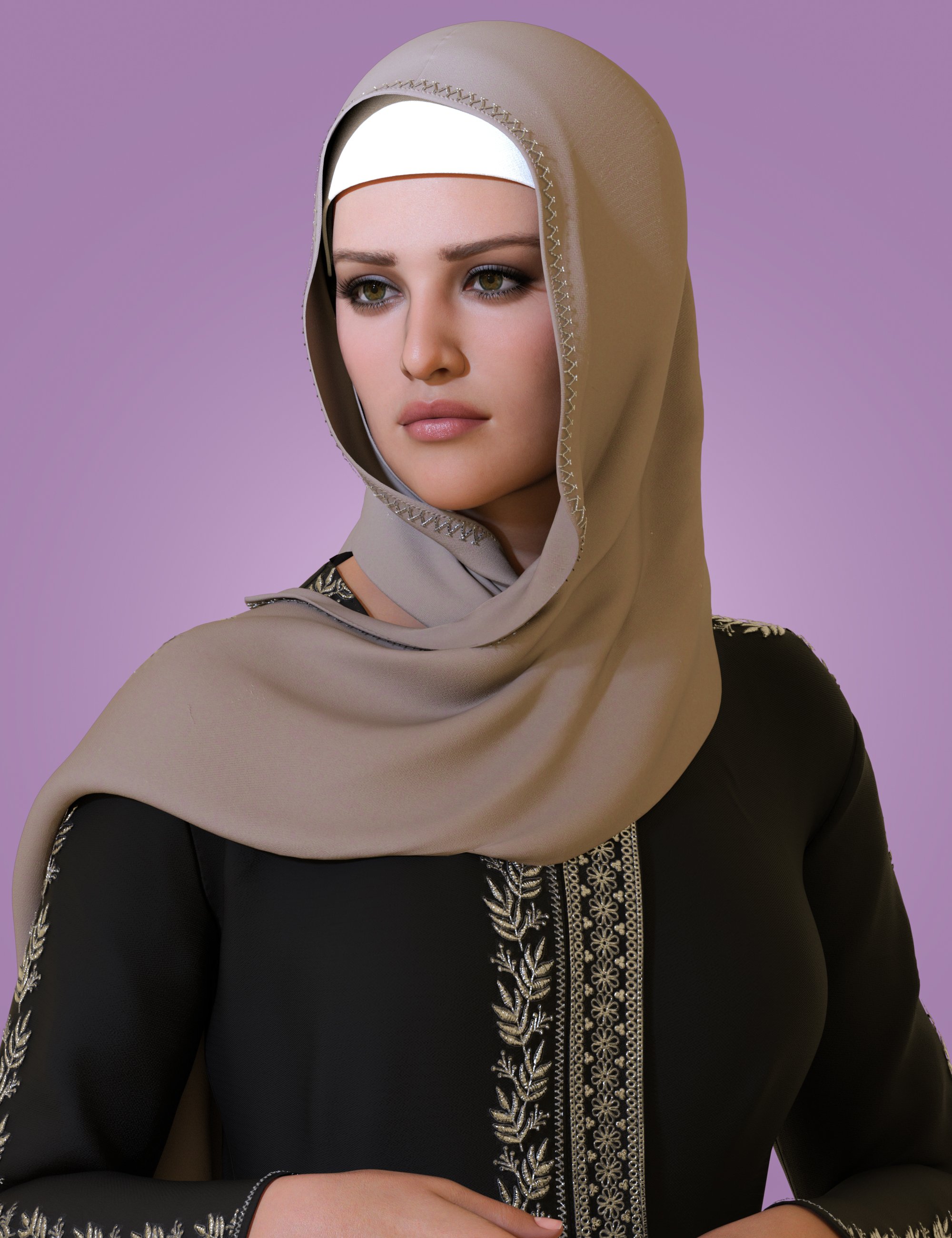 BW dForce Farah Hijab Outfit for Genesis 9, 8, and 8.1 Females by: Beautyworks, 3D Models by Daz 3D