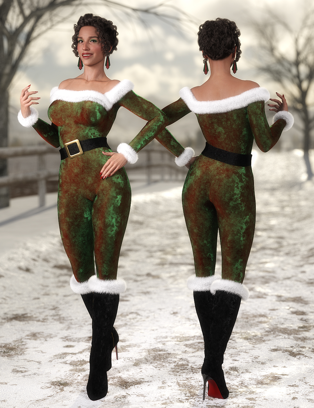 Crimbo Catsuit and Velvet Shader by: Silas3D, 3D Models by Daz 3D