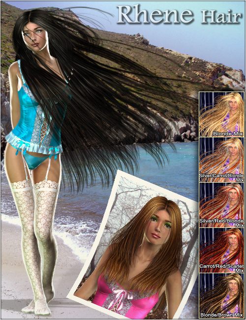 Rhene Hair by: 3DreamMairy, 3D Models by Daz 3D
