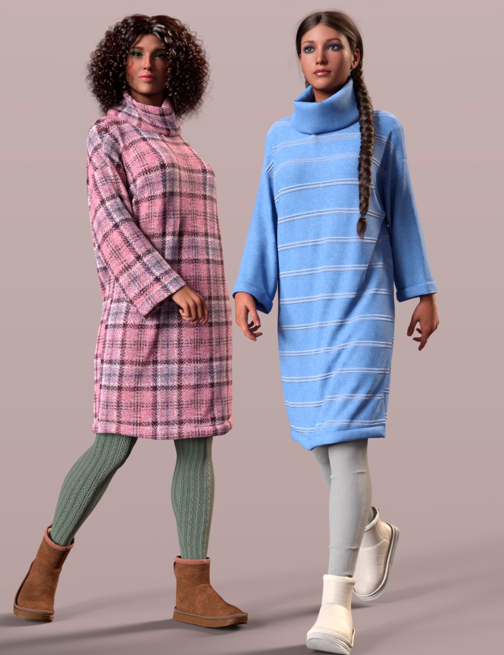 dForce Cozy Winter Outfit for Genesis 9, 8, and 8.1 by: Dimidrol, 3D Models by Daz 3D