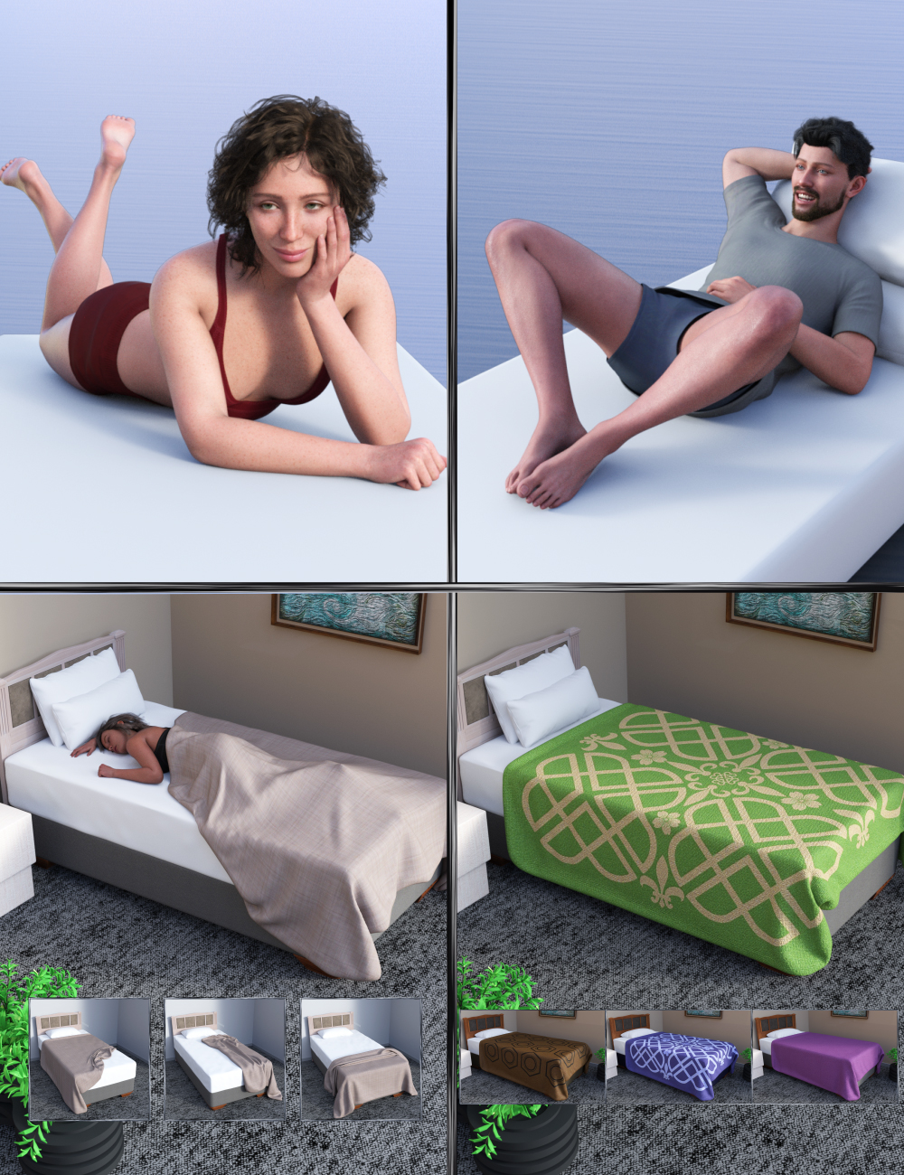 JW My Bed Mega Bundle by: JWolf, 3D Models by Daz 3D