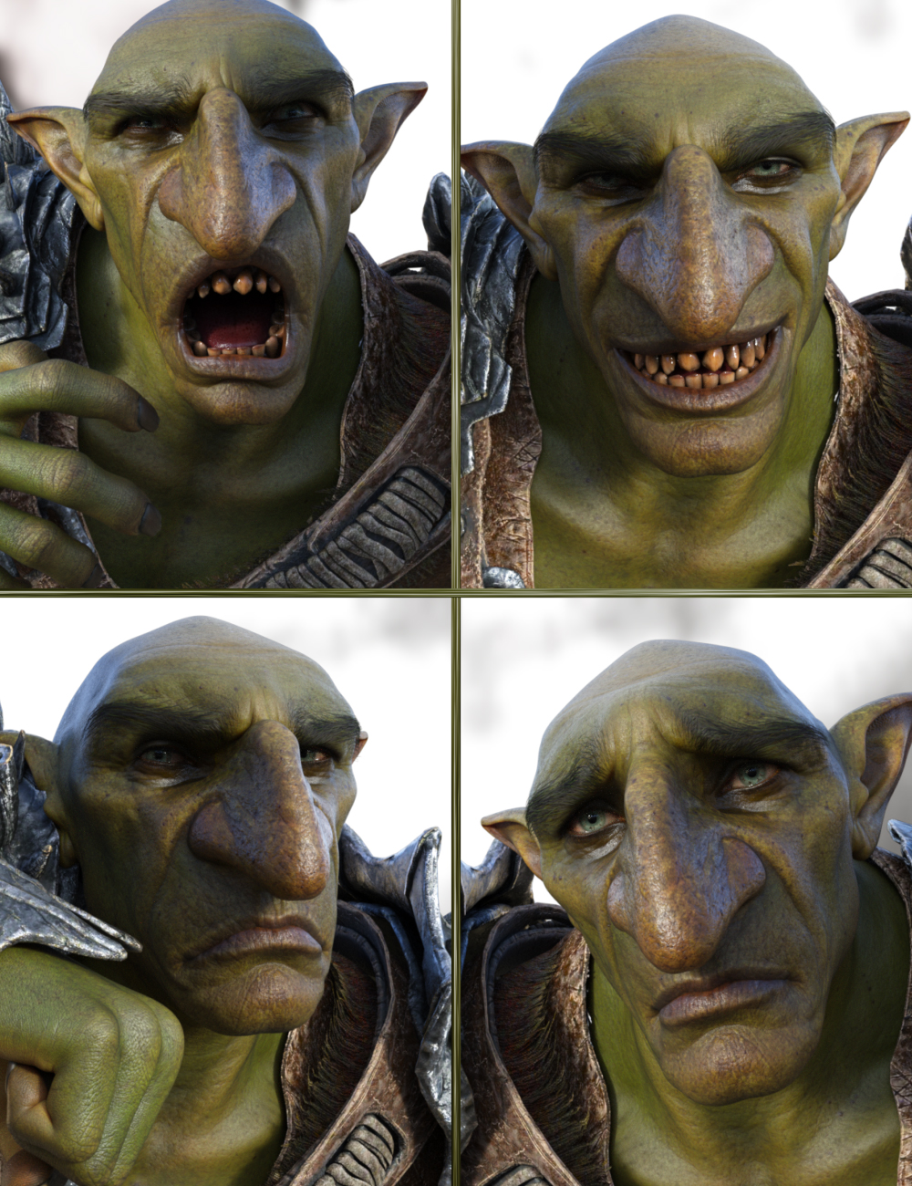 JW Troll Faces Expressions for Gren the Troll 9 by: JWolf, 3D Models by Daz 3D