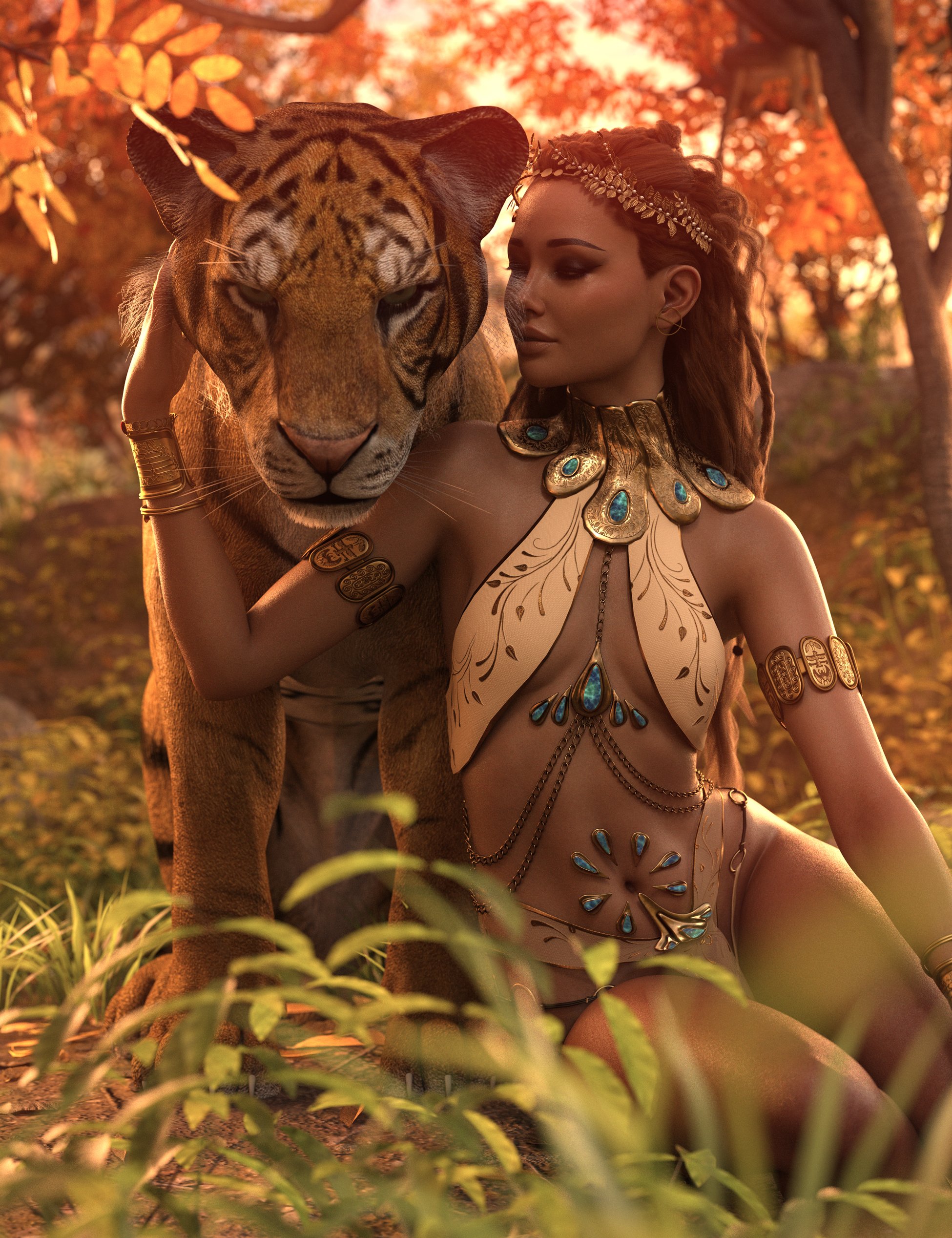Feline Essence Poses for Genesis 9 and Tiger by: 3D SugarCosmoXpression, 3D Models by Daz 3D