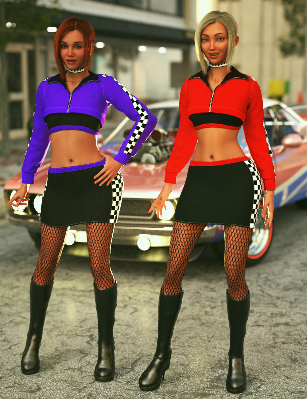 XI Grid Girl Outfit for Genesis 9 by: Xivon, 3D Models by Daz 3D
