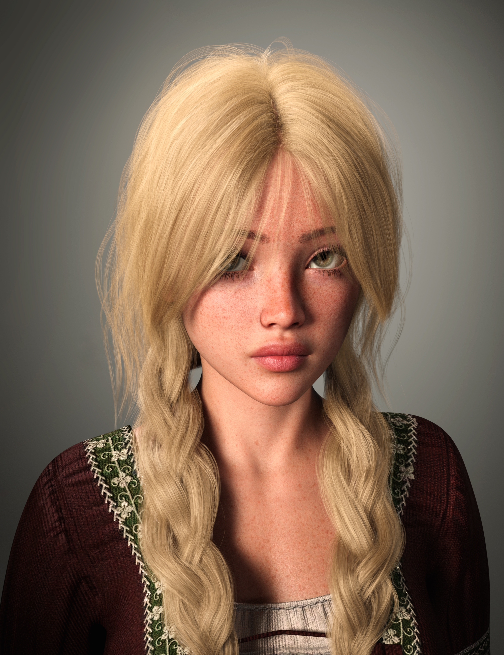 FE Bunches Braids Hair for Genesis 9 by: FeSoul, 3D Models by Daz 3D