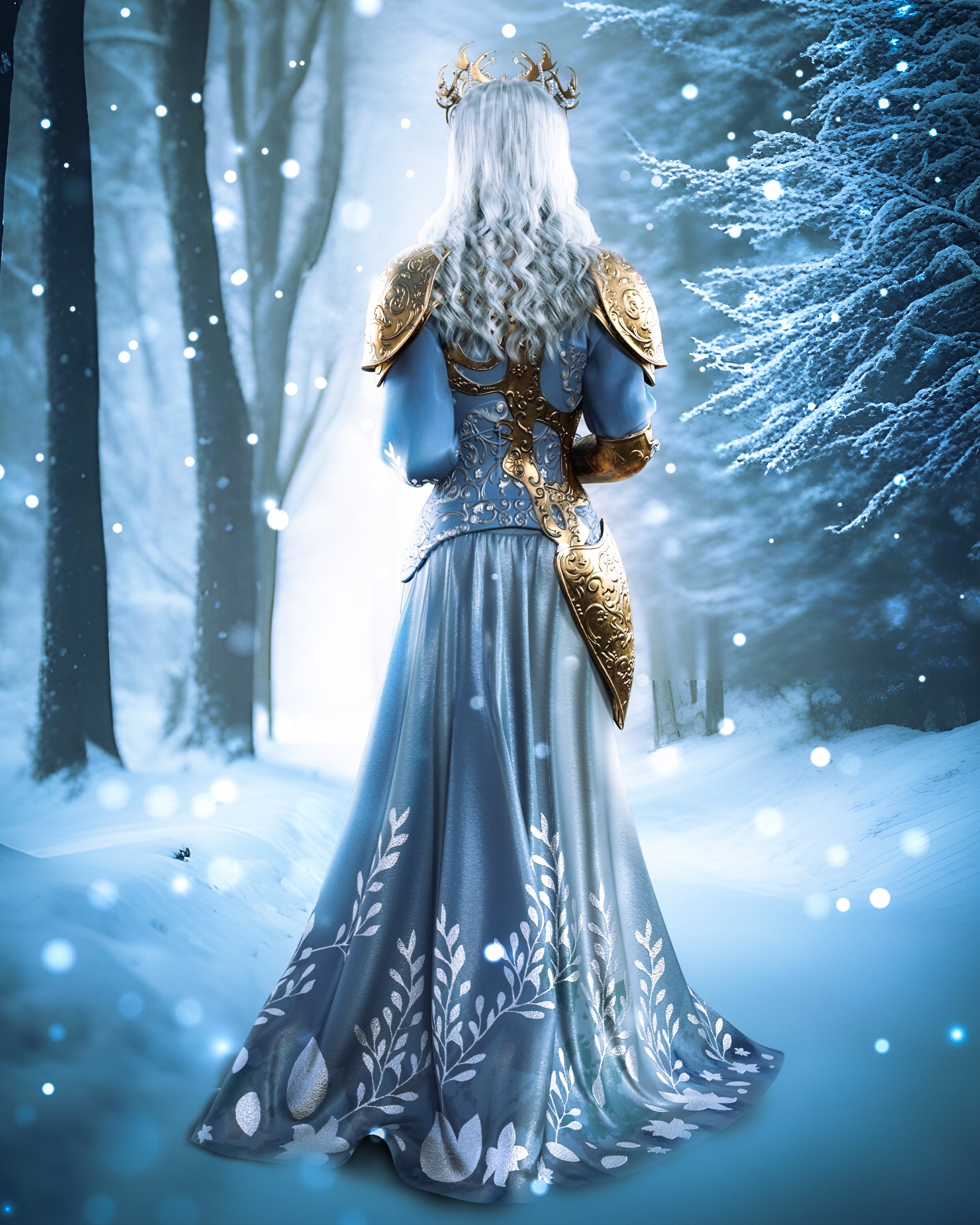 Dforce Snowflake Queen Outfit For Genesis 9 Daz 3d