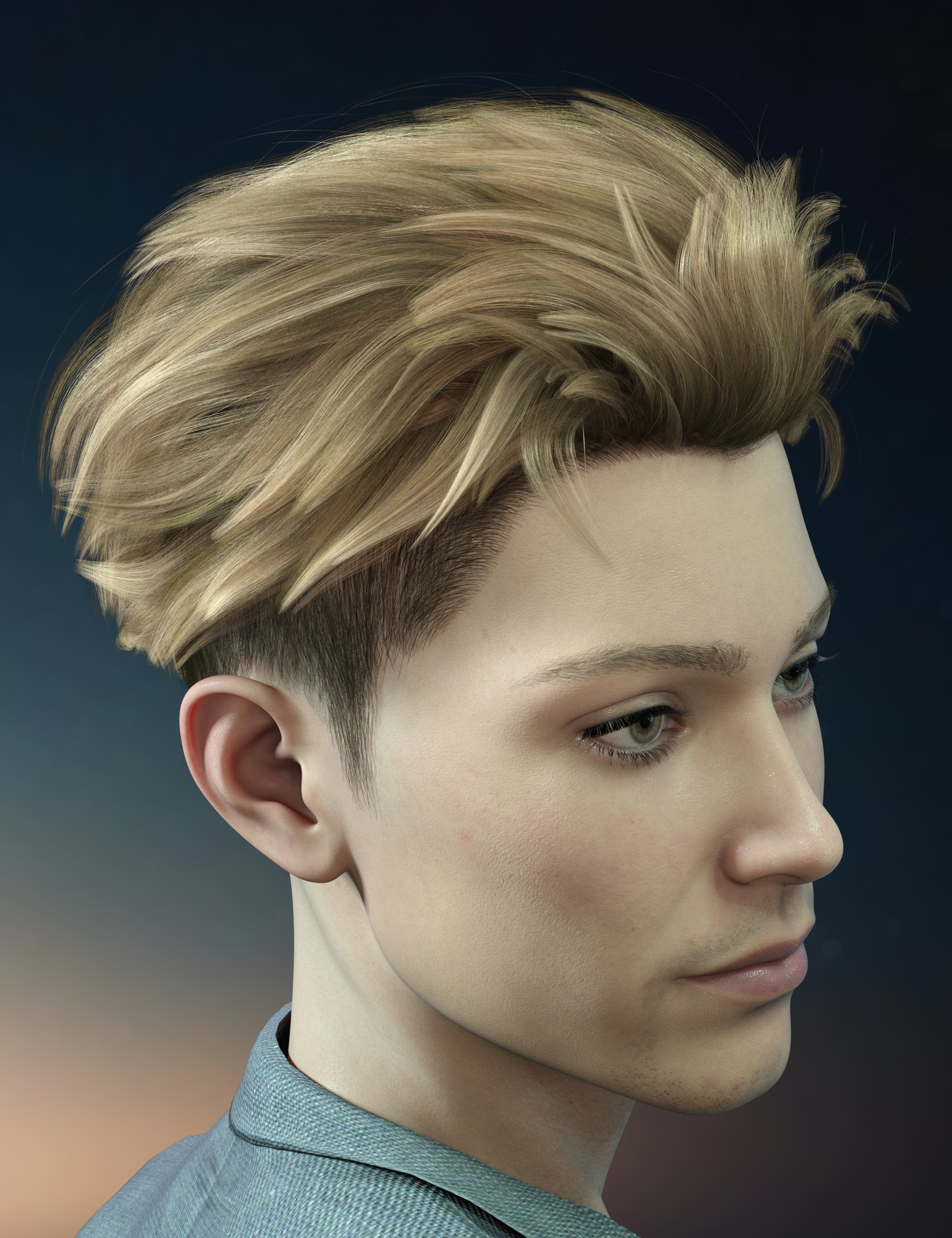 Antares Hair for Genesis 9, 8 and 8.1 Male by: Akhelloos, 3D Models by Daz 3D